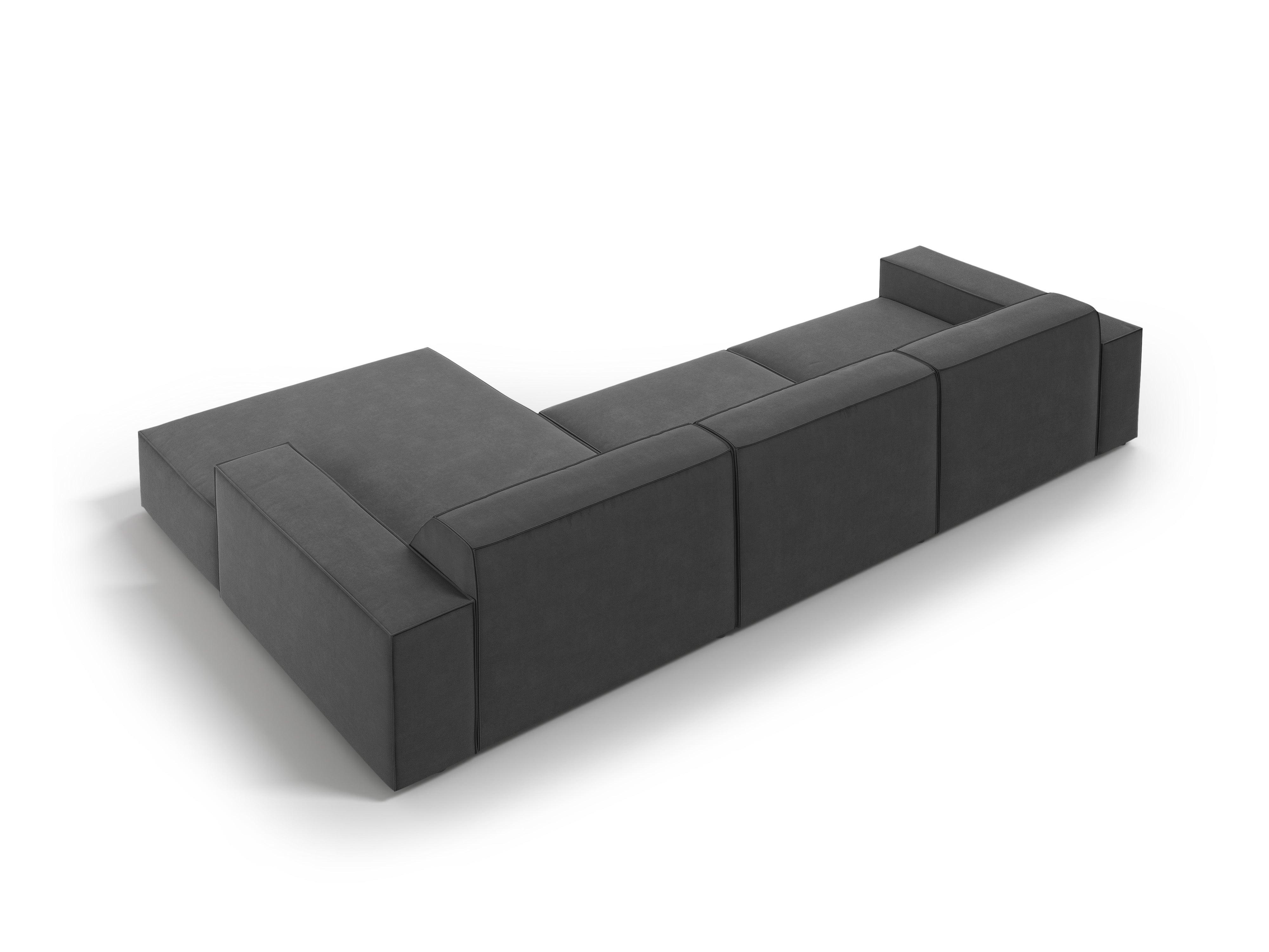 Narożnik aksamitny prawostronny 4-osobowy JODIE ciemnoszary Micadoni    Eye on Design