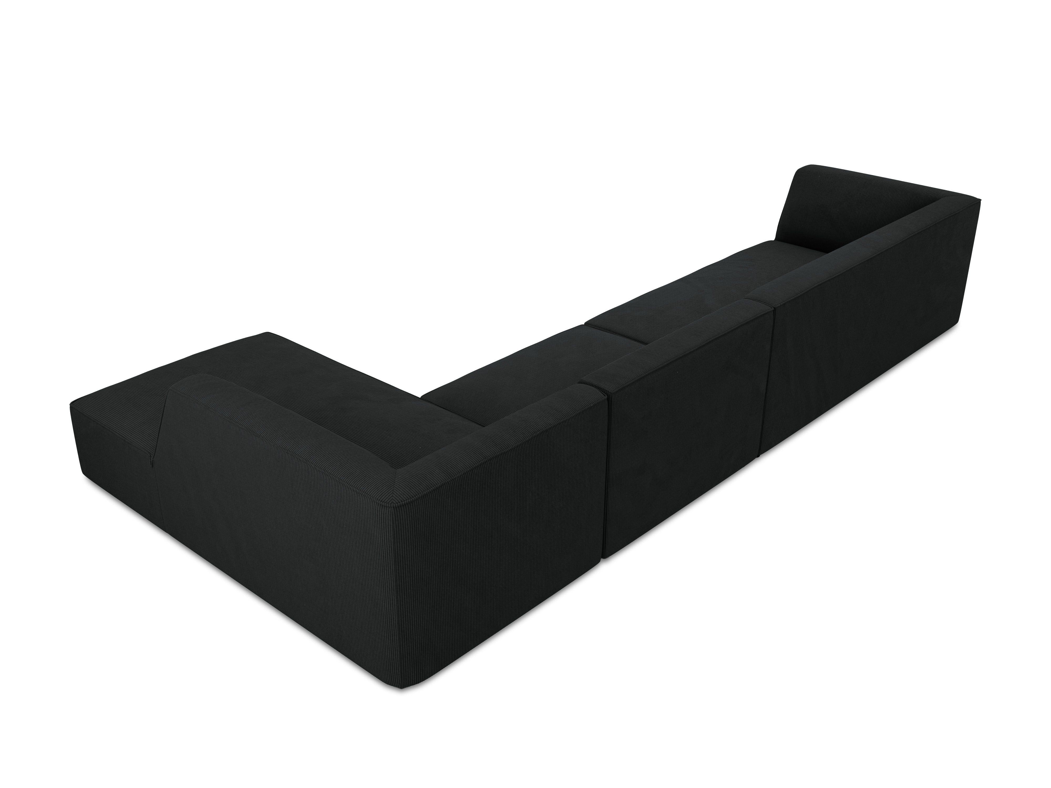 Narożnik sztruksowy 5-osobowy prawostronny RUBY czarny Micadoni    Eye on Design