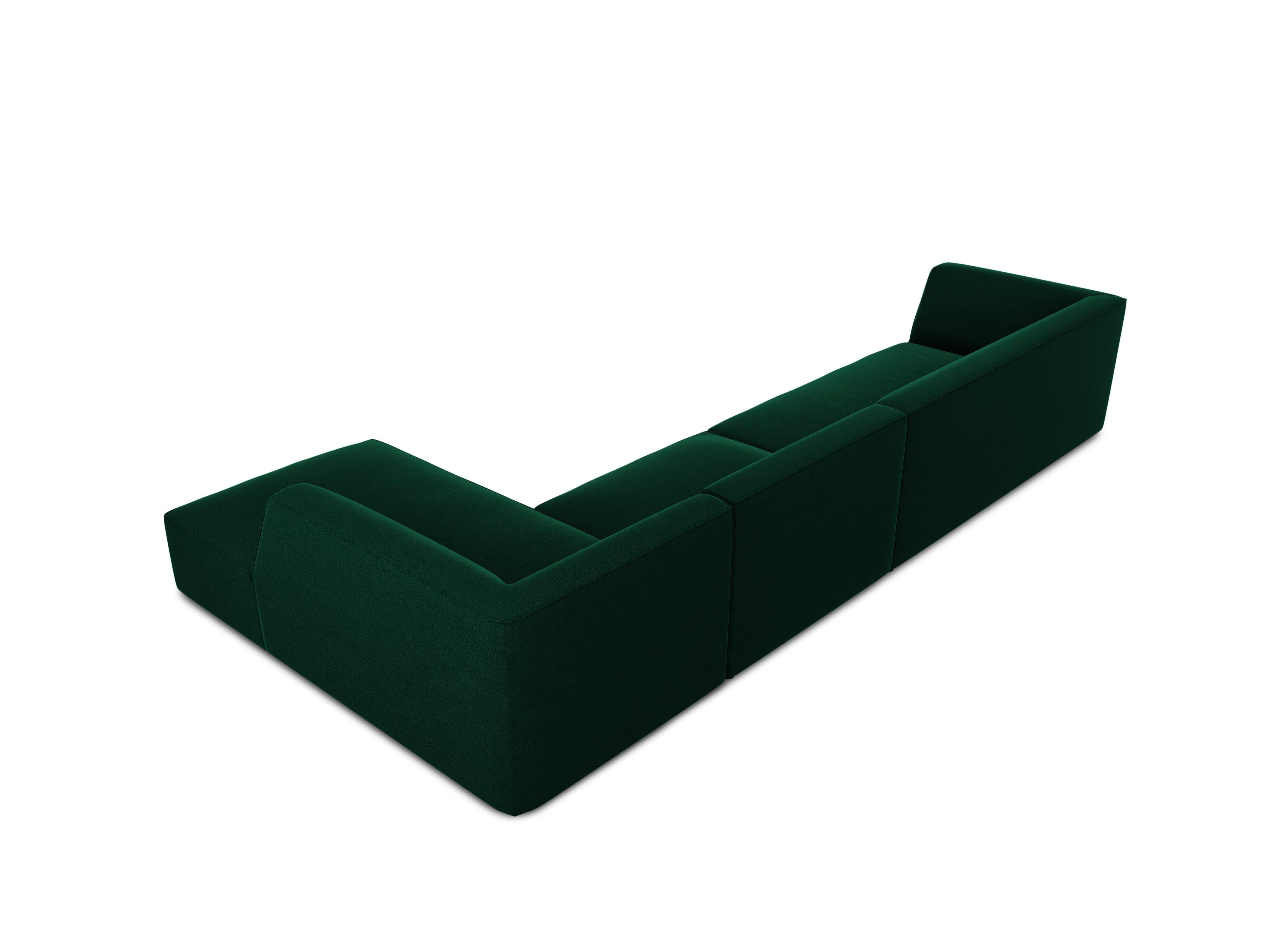 Narożnik aksamitny 5-osobowy prawostronny RUBY butelkowa zieleń Micadoni    Eye on Design