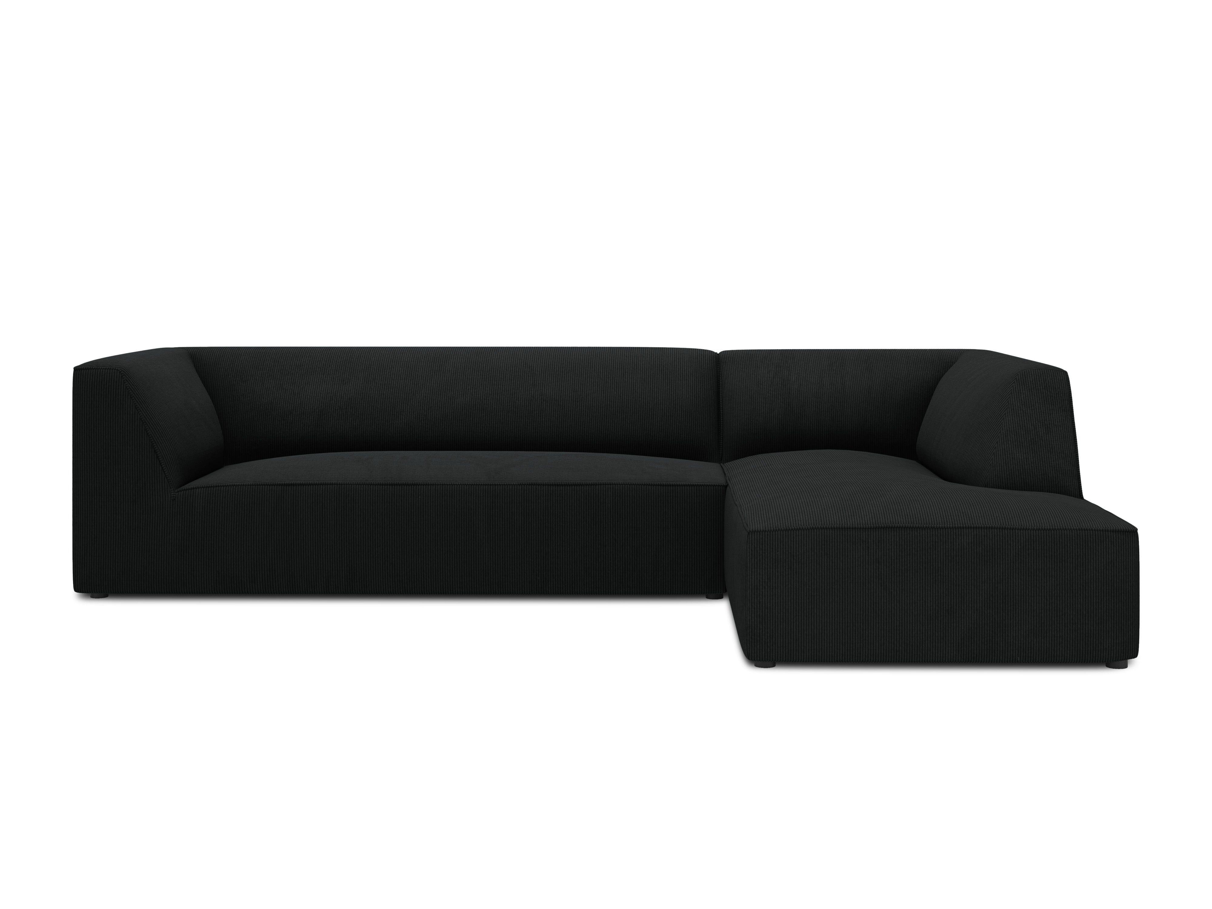 Narożnik sztruksowy 4-osobowy prawostronny RUBY czarny Micadoni    Eye on Design