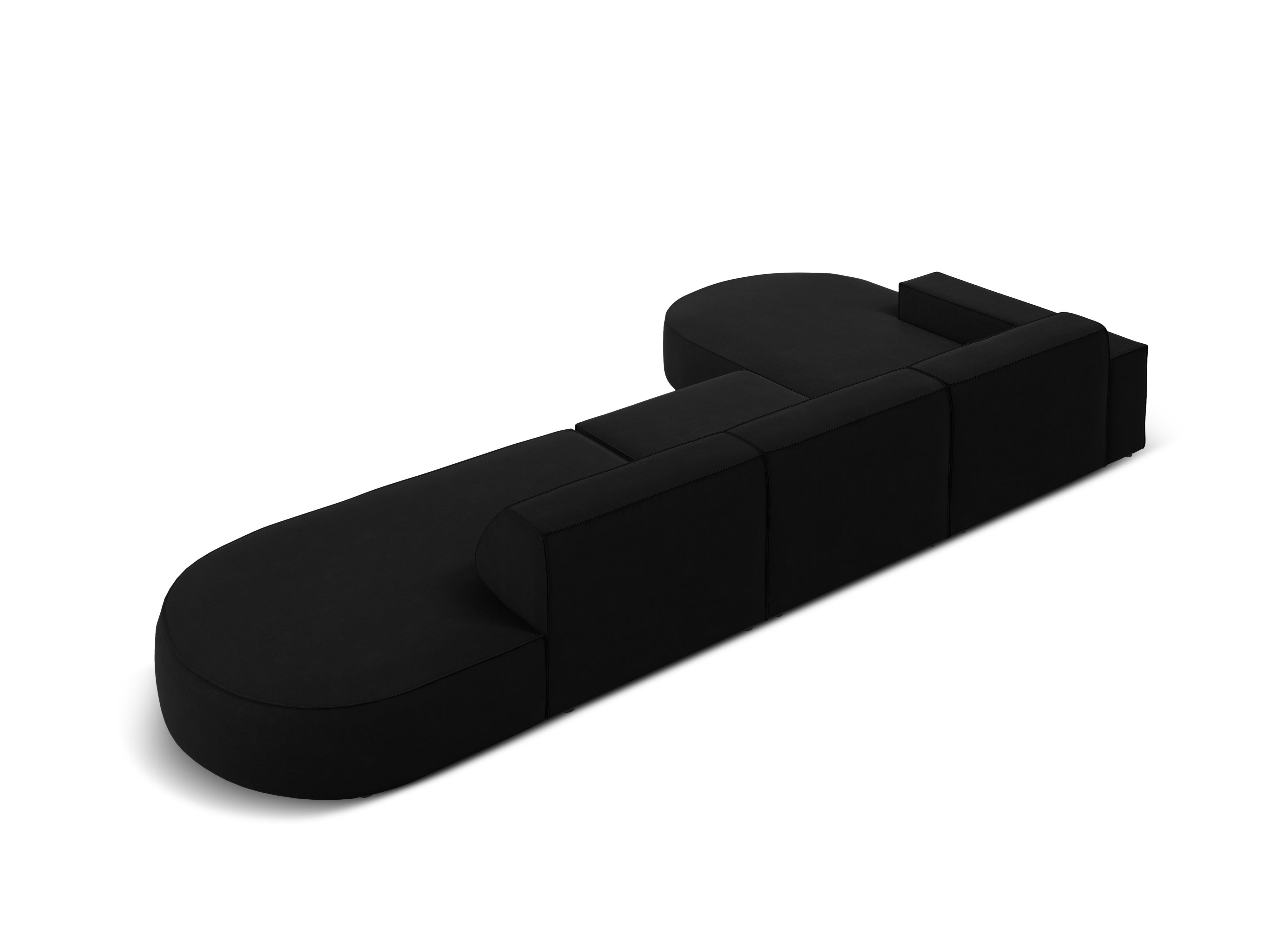 Narożnik aksamitny lewostronny 4-osobowy otwarty JODIE czarny Micadoni    Eye on Design