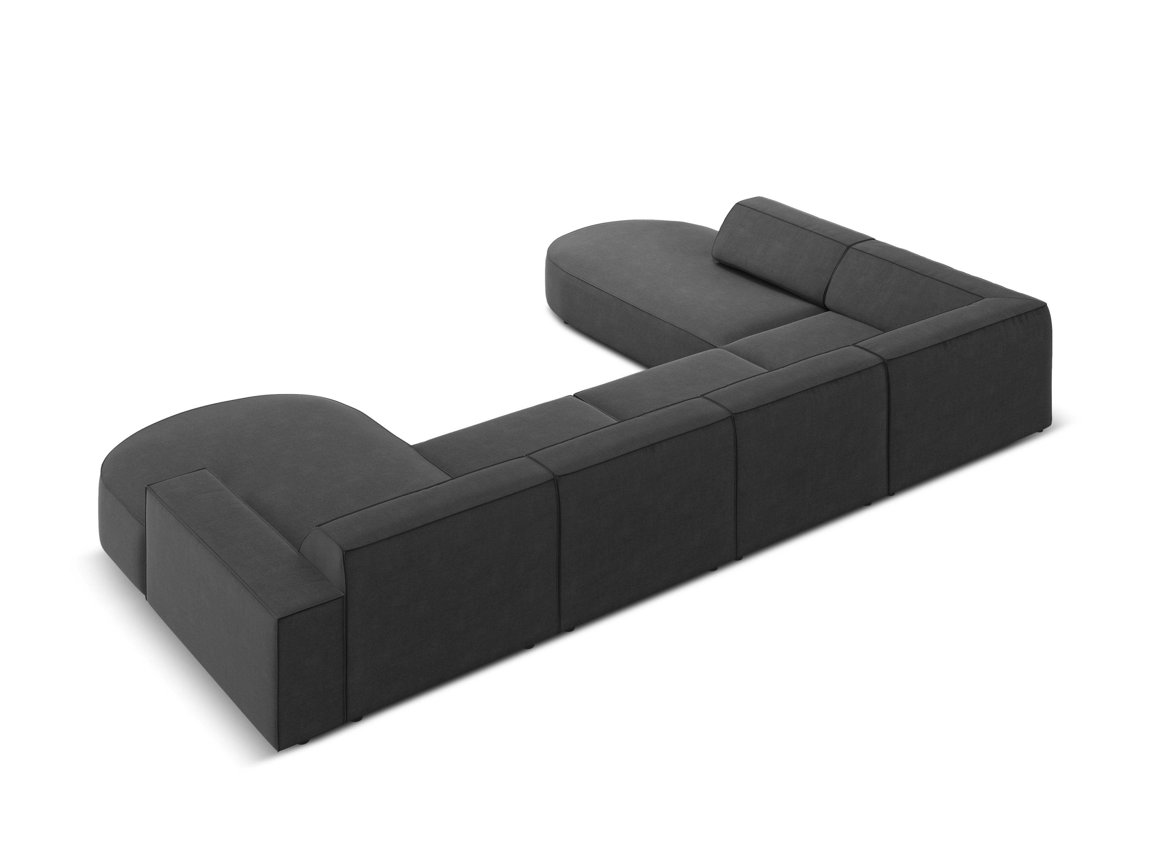 Sofa panoramiczna aksamitna lewostronna okrągła JODIE ciemnoszary Micadoni    Eye on Design