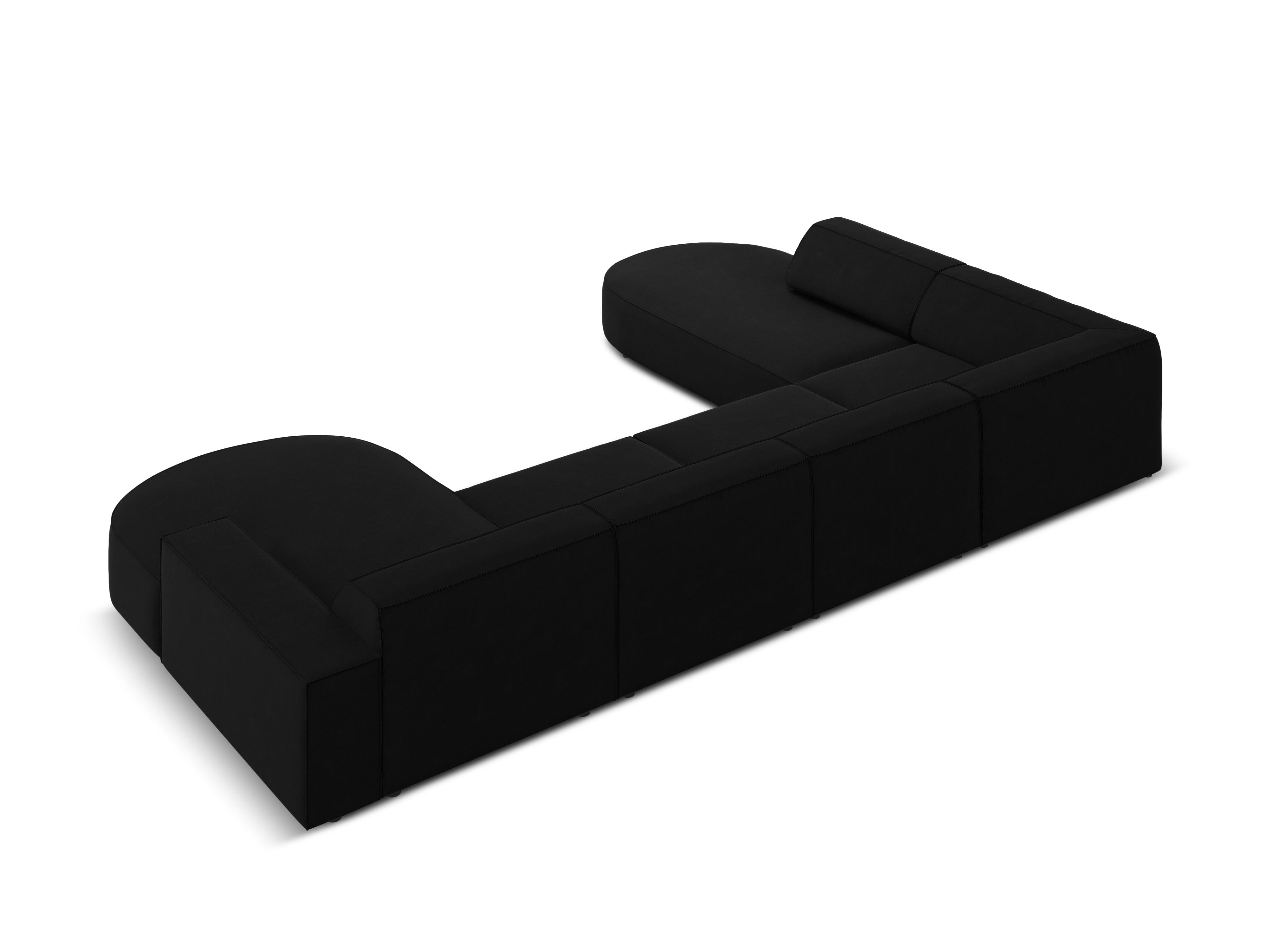 Sofa panoramiczna aksamitna lewostronna okrągła JODIE czarny Micadoni    Eye on Design