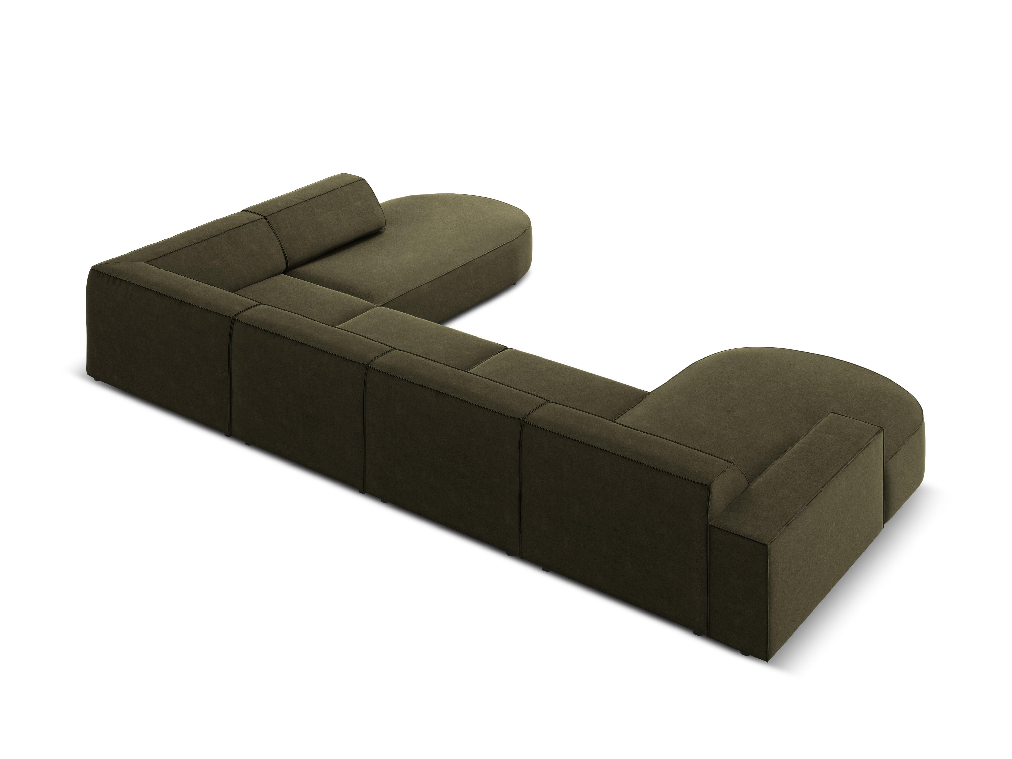 Sofa panoramiczna aksamitna prawostronna okrągła JODIE zielony Micadoni    Eye on Design