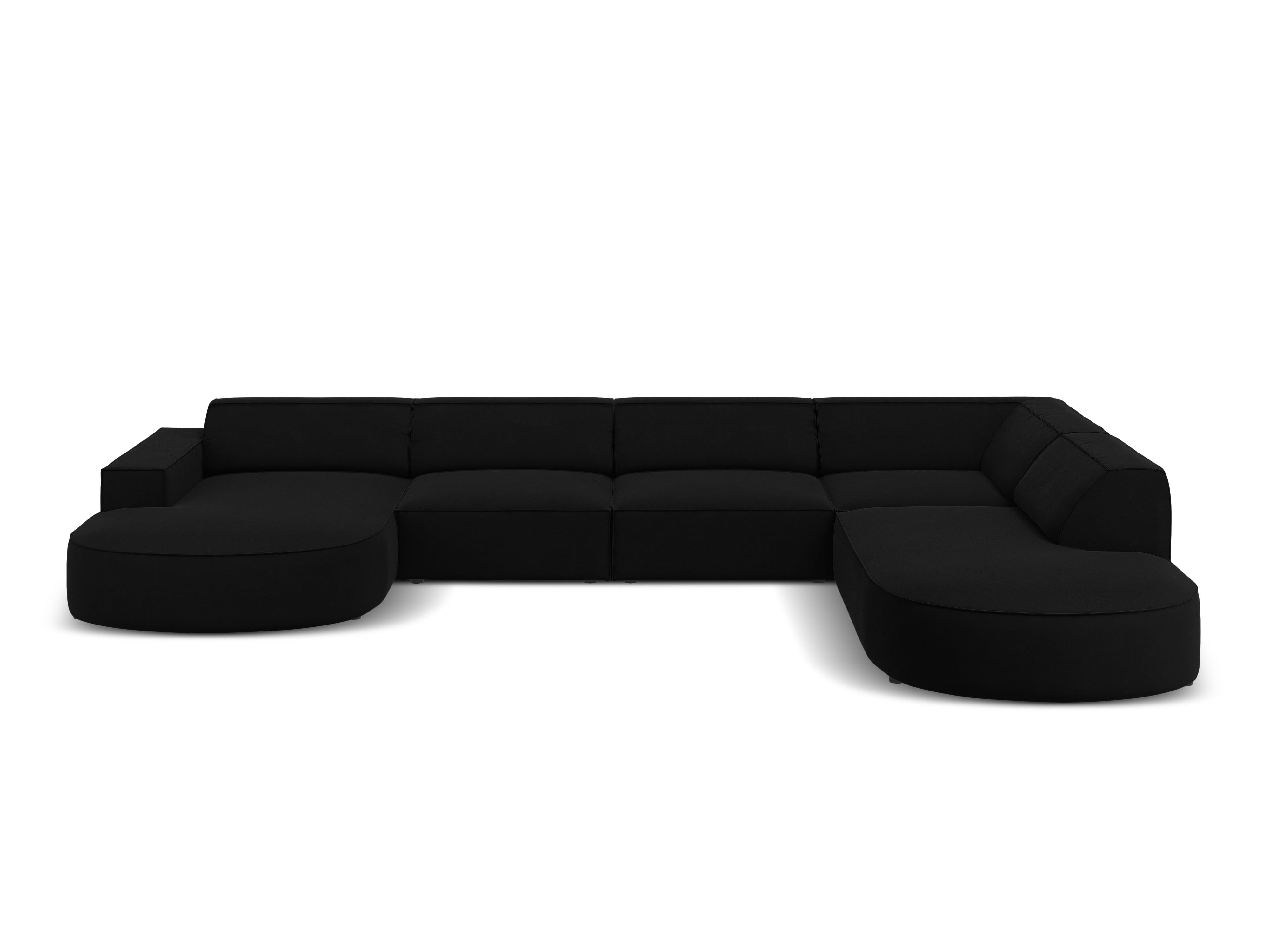 Sofa panoramiczna aksamitna prawostronna okrągła JODIE czarny Micadoni    Eye on Design