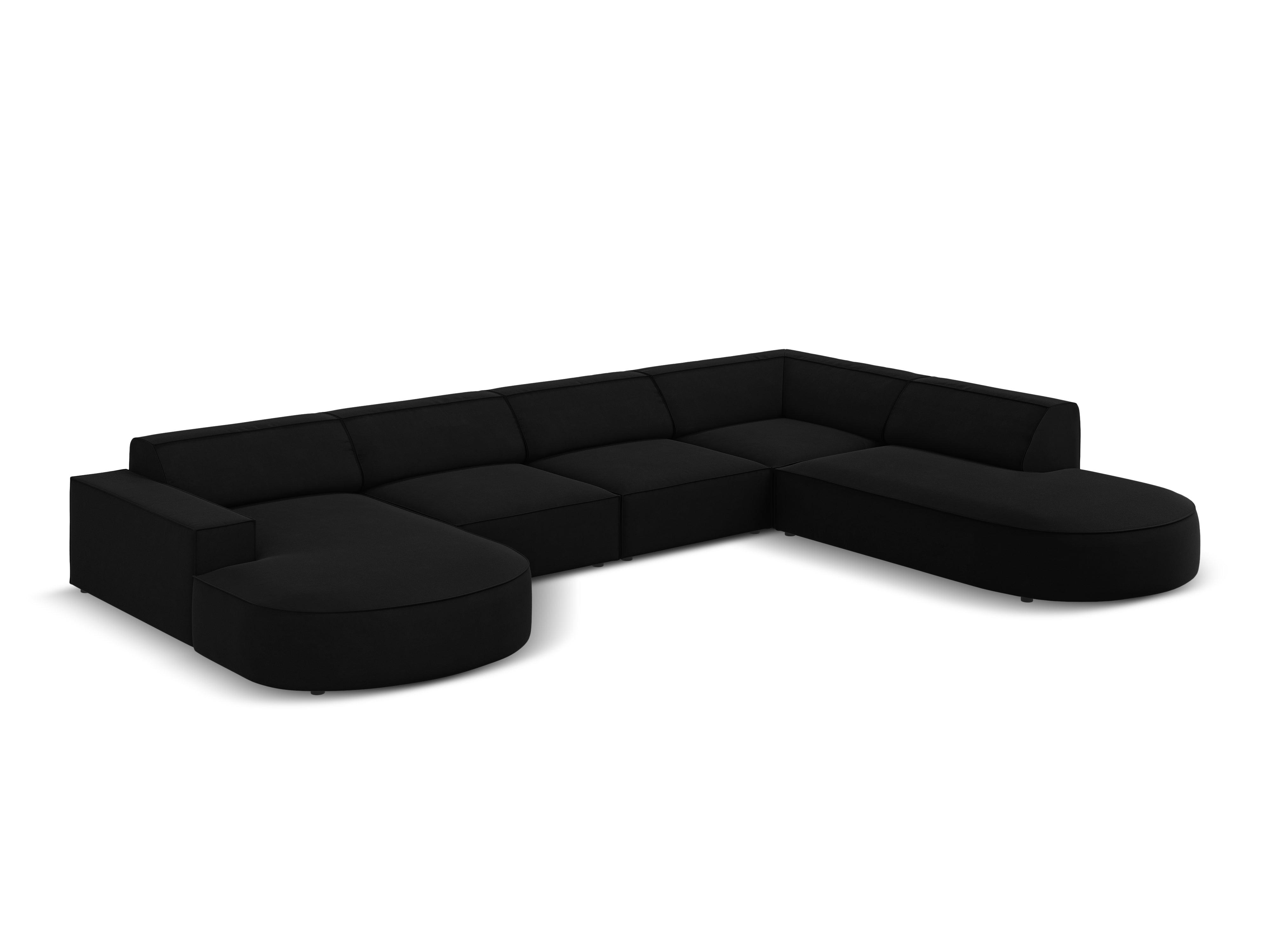 Sofa panoramiczna aksamitna prawostronna okrągła JODIE czarny Micadoni    Eye on Design