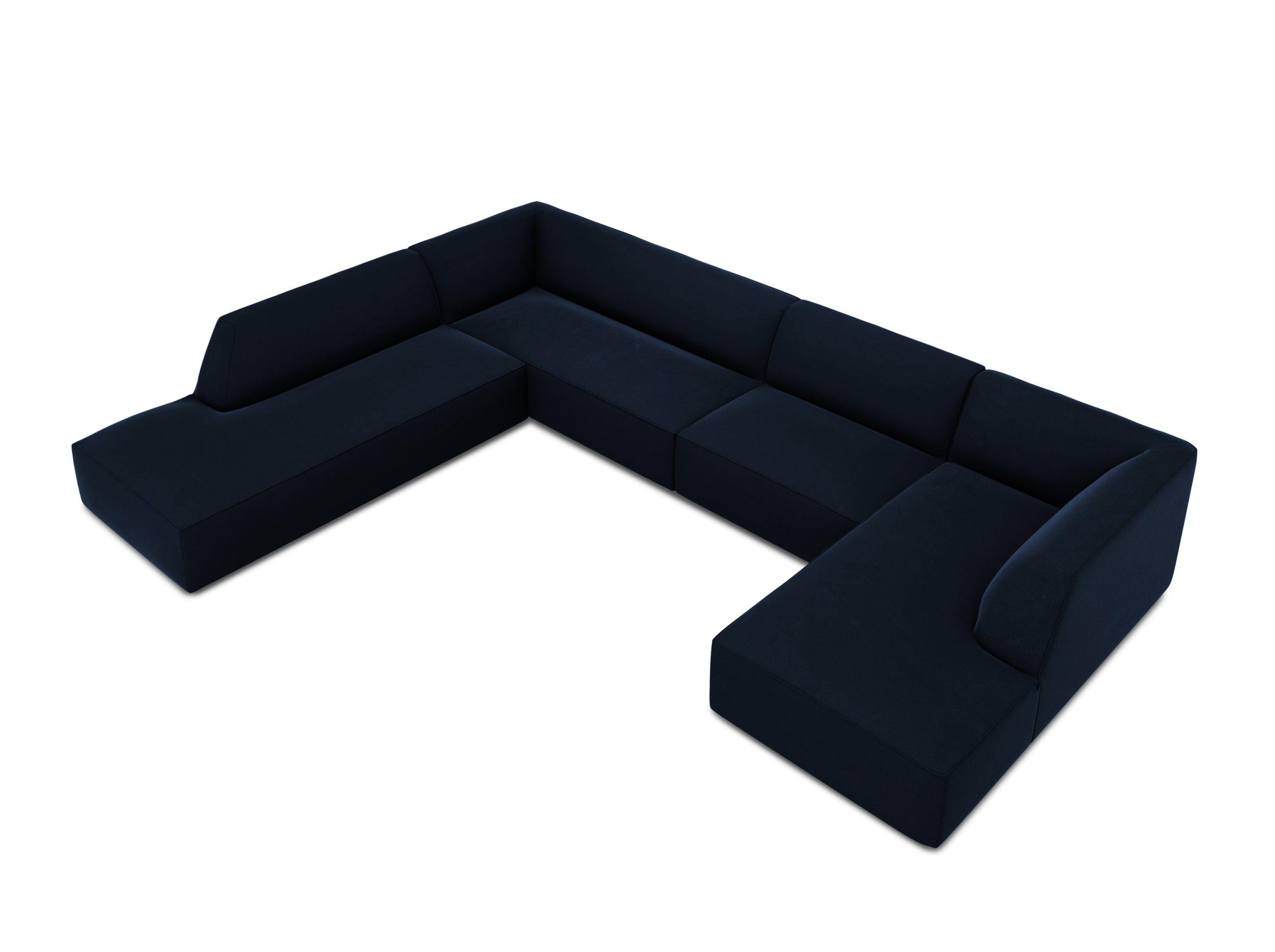 Narożnik w kształcie U aksamitny lewostronny RUBY królewski granat Micadoni    Eye on Design