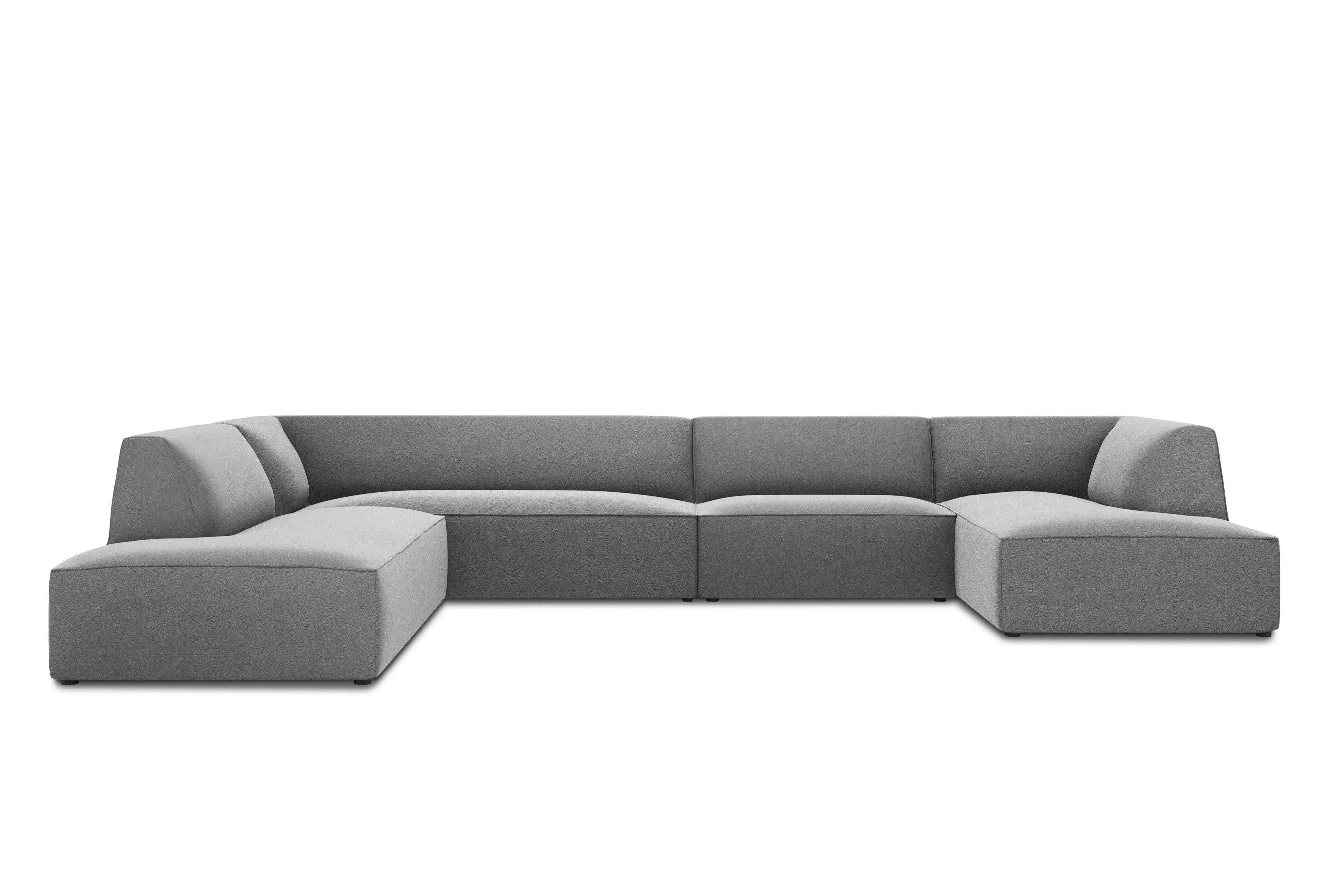 Narożnik w kształcie U aksamitny lewostronny RUBY szary Micadoni    Eye on Design