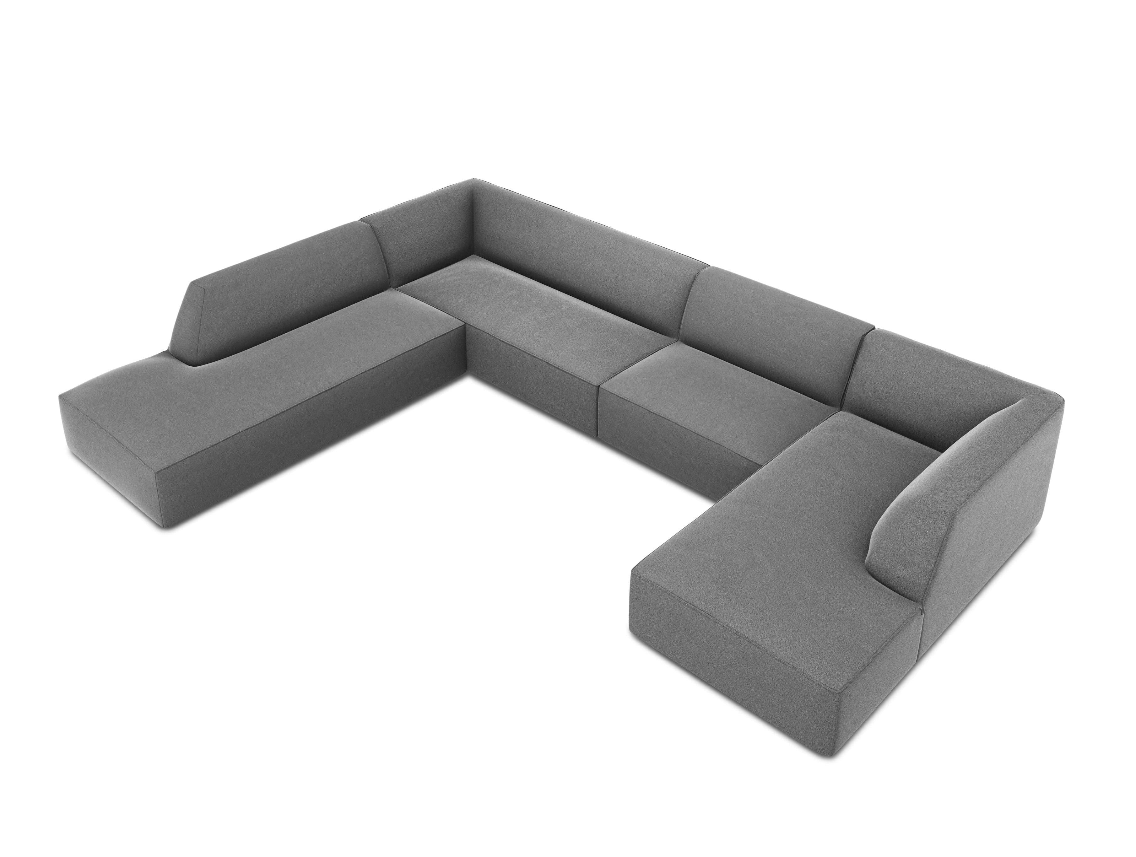 Narożnik w kształcie U aksamitny lewostronny RUBY szary Micadoni    Eye on Design