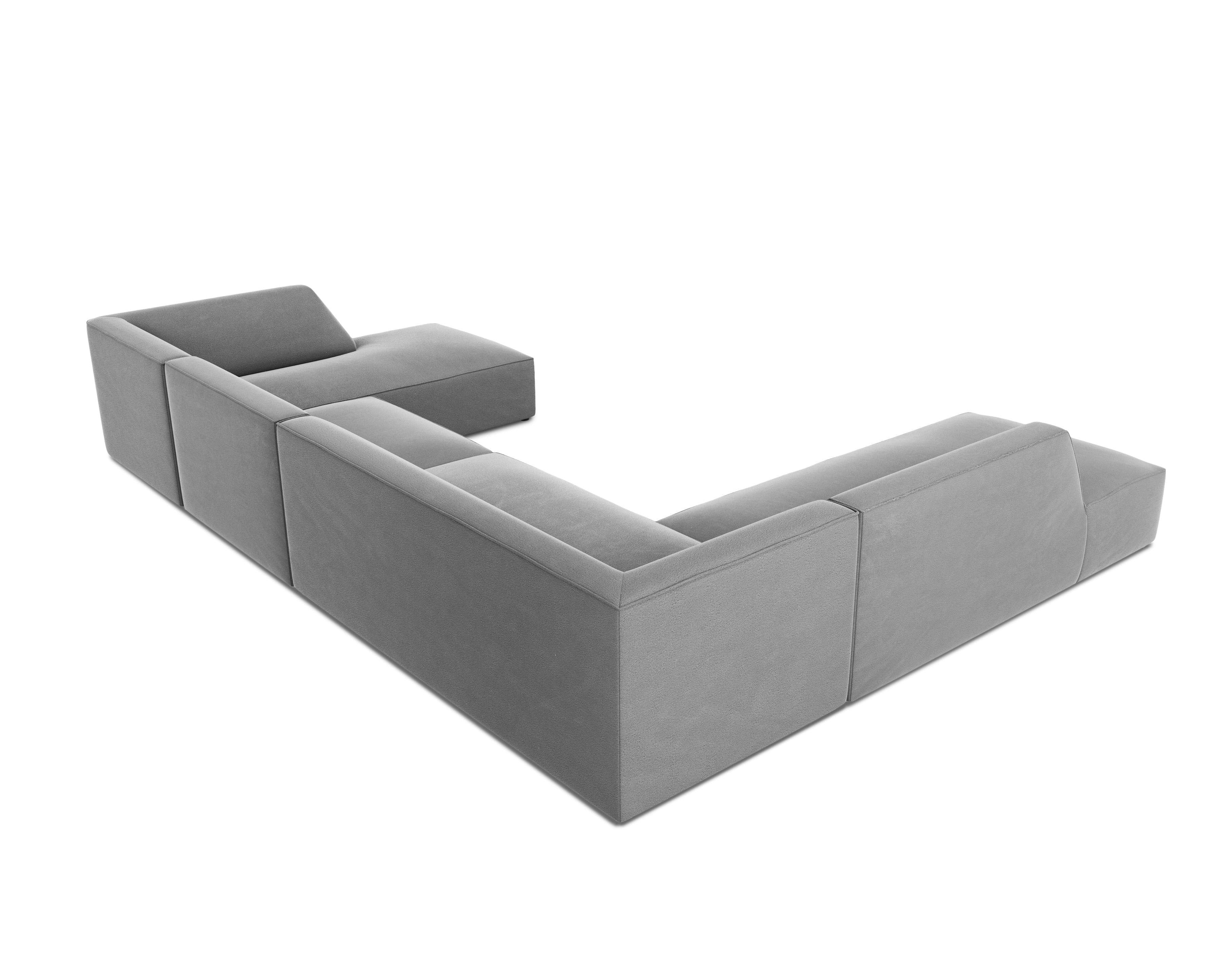 Narożnik w kształcie U aksamitny lewostronny RUBY szary Micadoni    Eye on Design