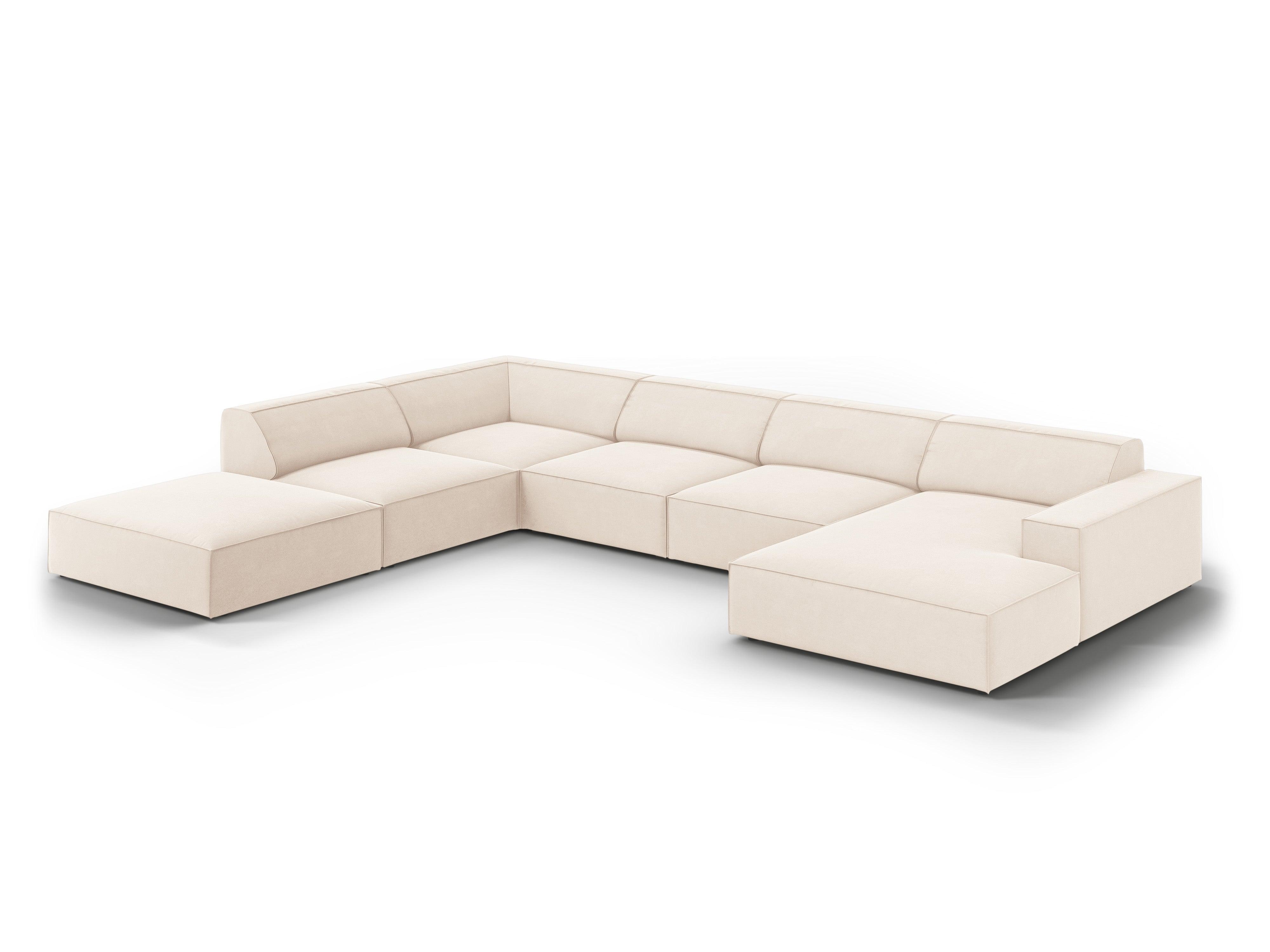 Sofa panoramiczna aksamitna lewostronna JODIE jasnobeżowy Micadoni    Eye on Design