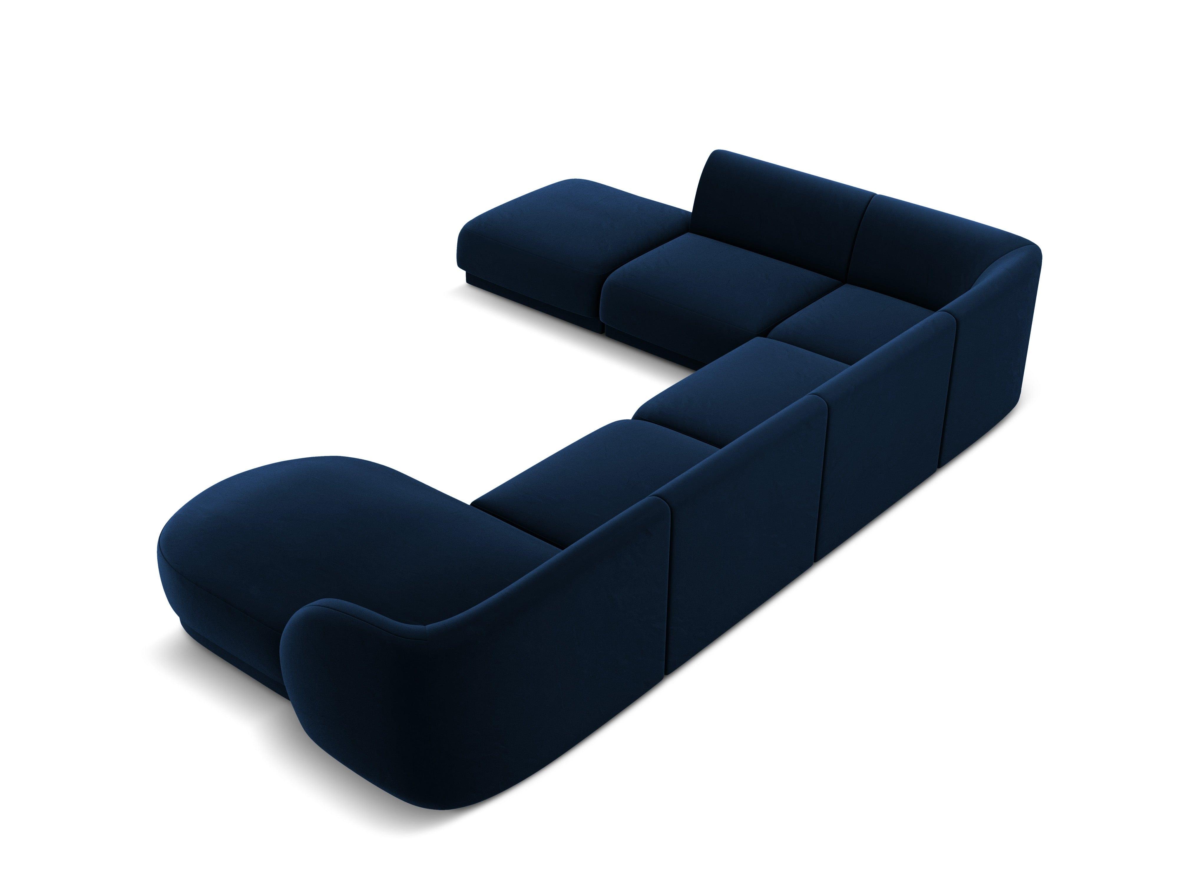 Narożnik aksamitny w kształcie U lewostronny MILEY granatowy Micadoni    Eye on Design