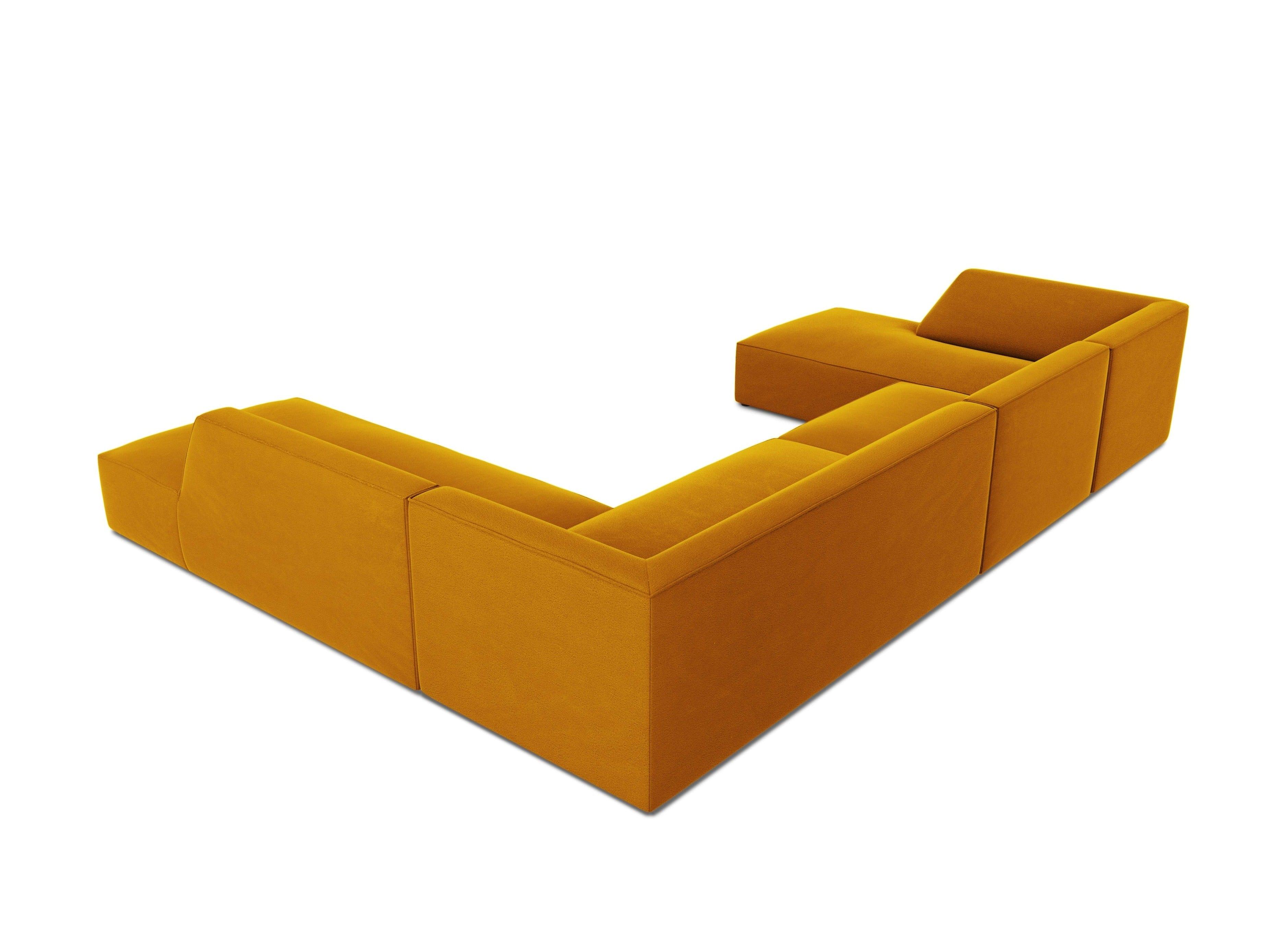 Narożnik w kształcie U aksamitny prawostronny RUBY żółty Micadoni    Eye on Design