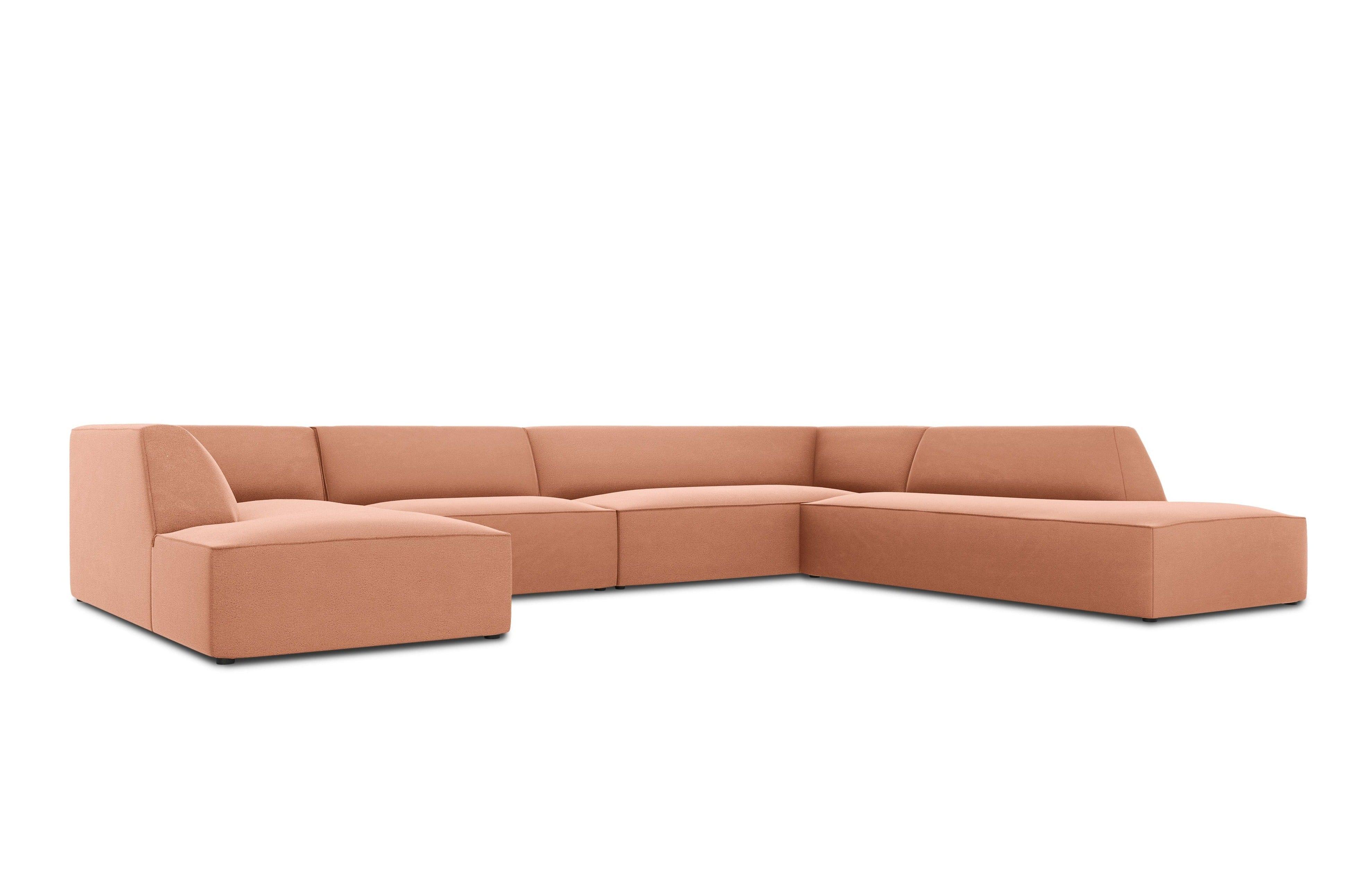 Narożnik w kształcie U aksamitny prawostronny RUBY łososiowy Micadoni    Eye on Design