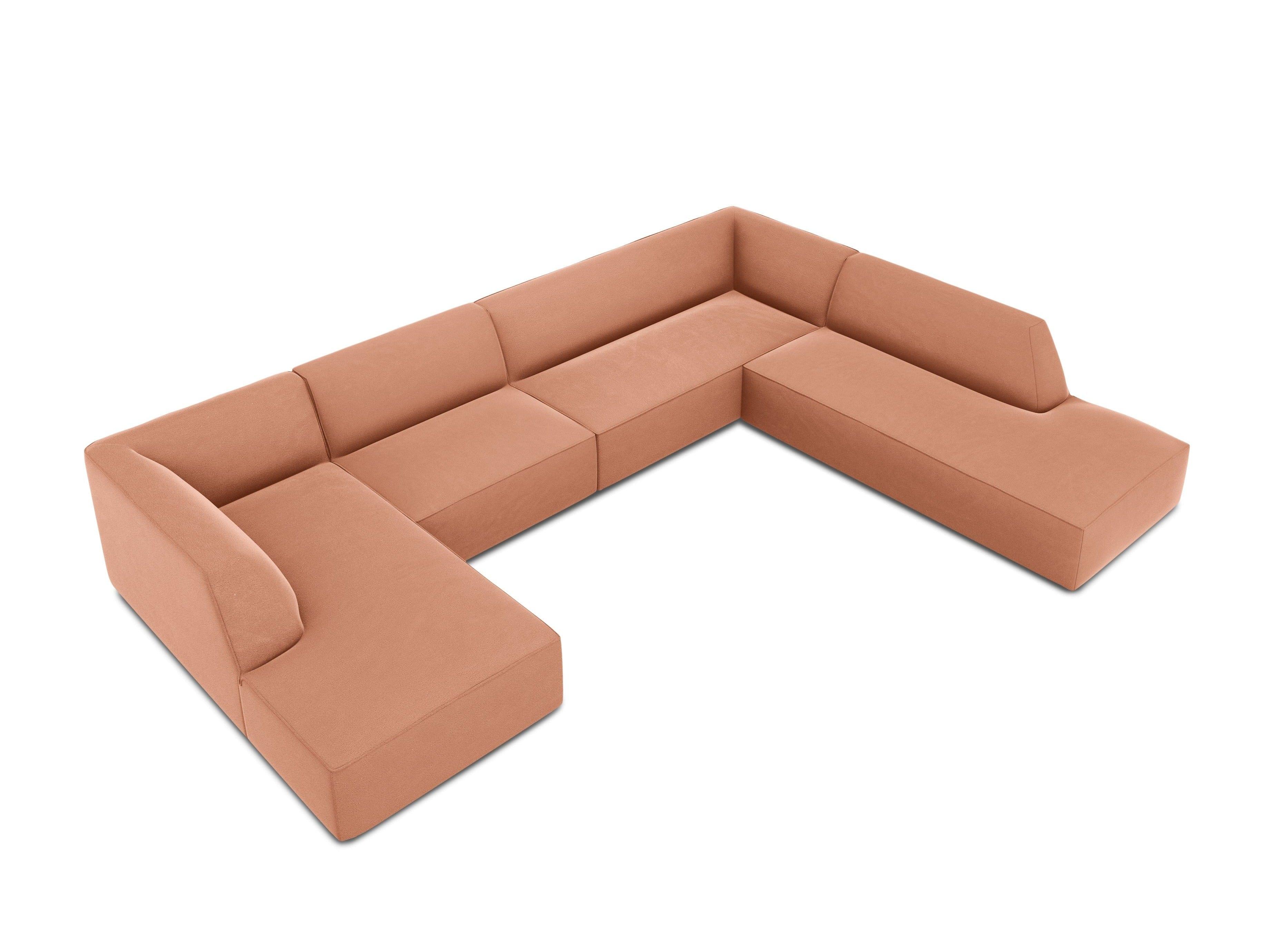 Narożnik w kształcie U aksamitny prawostronny RUBY łososiowy Micadoni    Eye on Design