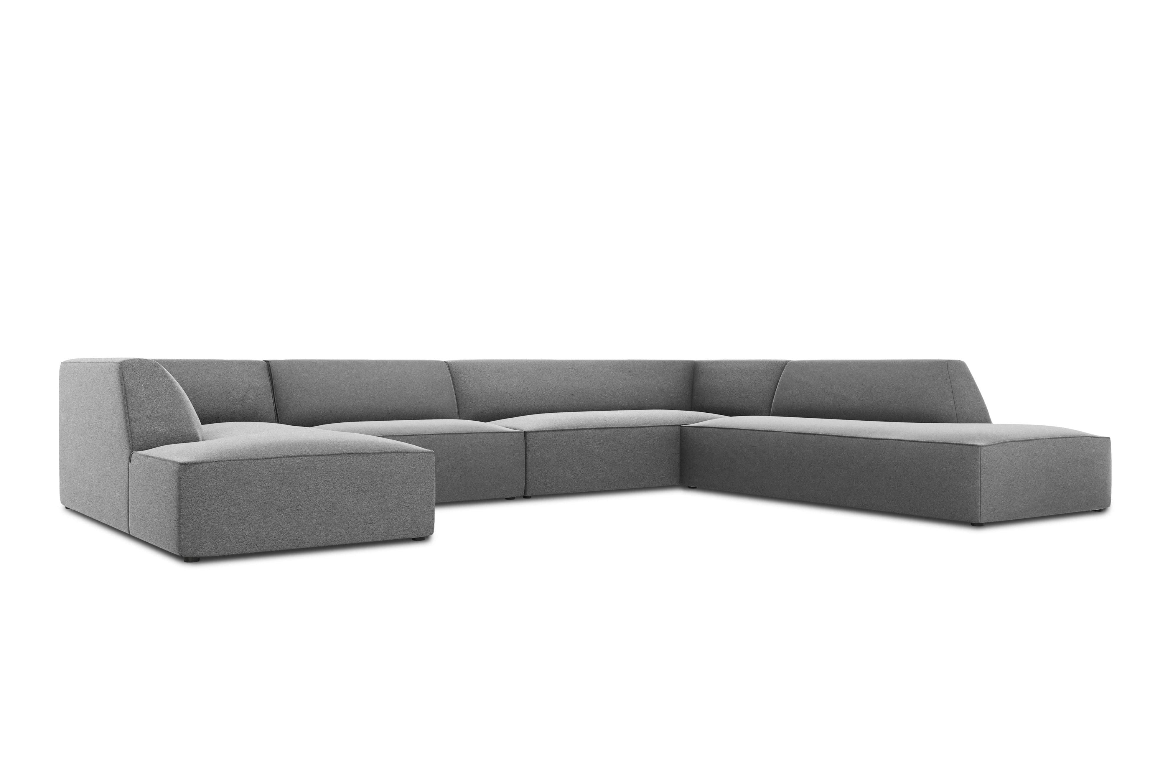 Narożnik w kształcie U aksamitny prawostronny RUBY szary Micadoni    Eye on Design