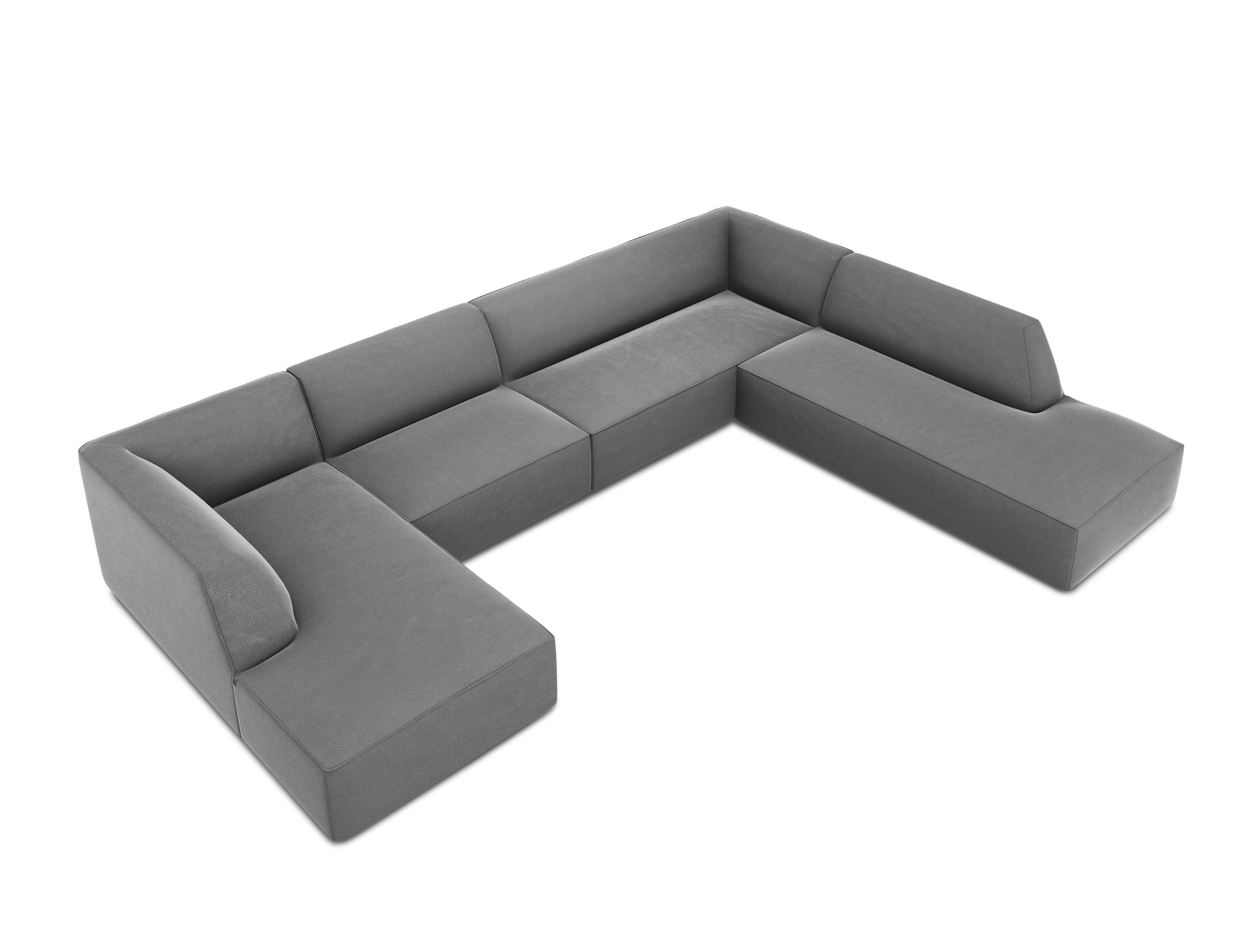 Narożnik w kształcie U aksamitny prawostronny RUBY szary Micadoni    Eye on Design