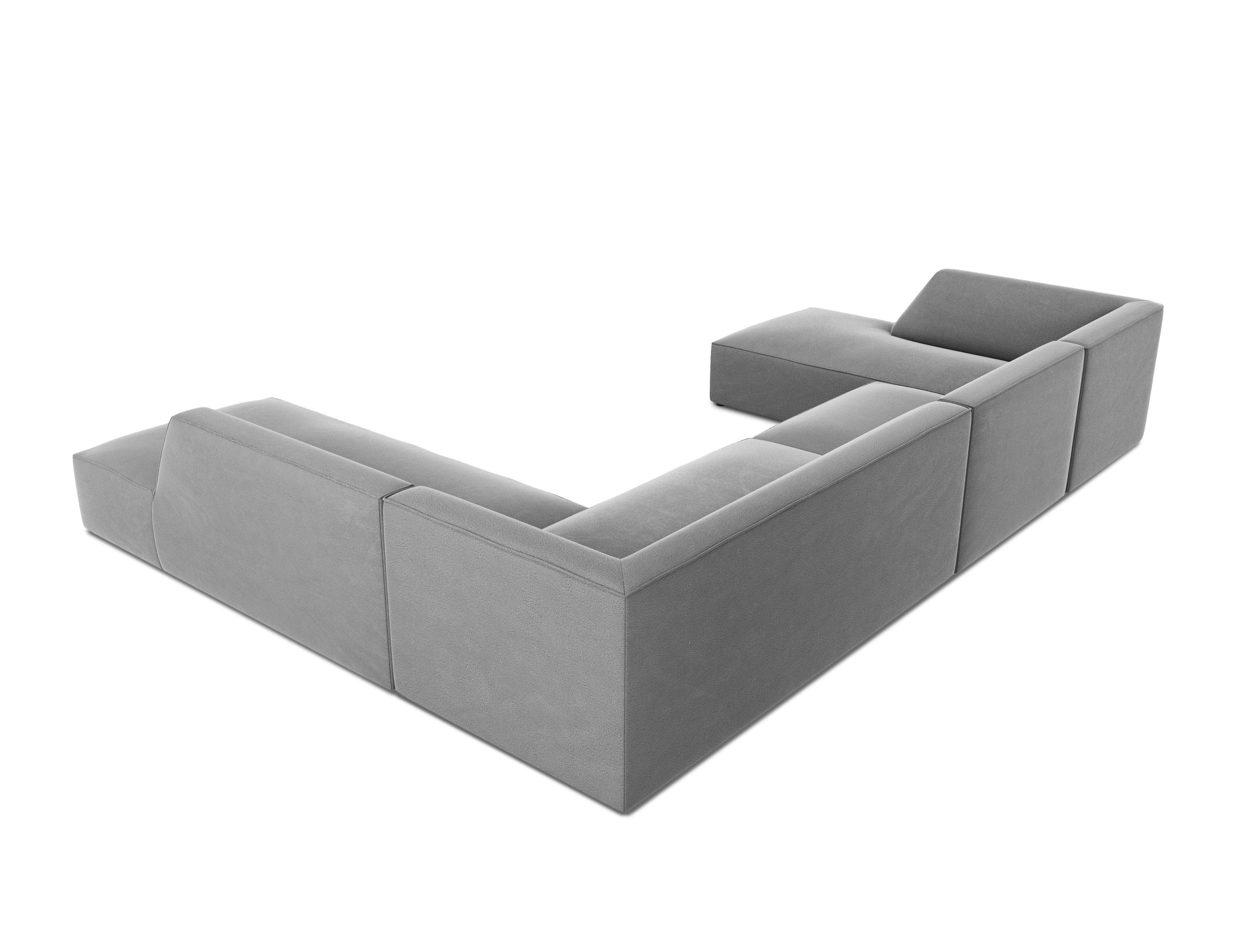 Narożnik w kształcie U aksamitny prawostronny RUBY szary Micadoni    Eye on Design