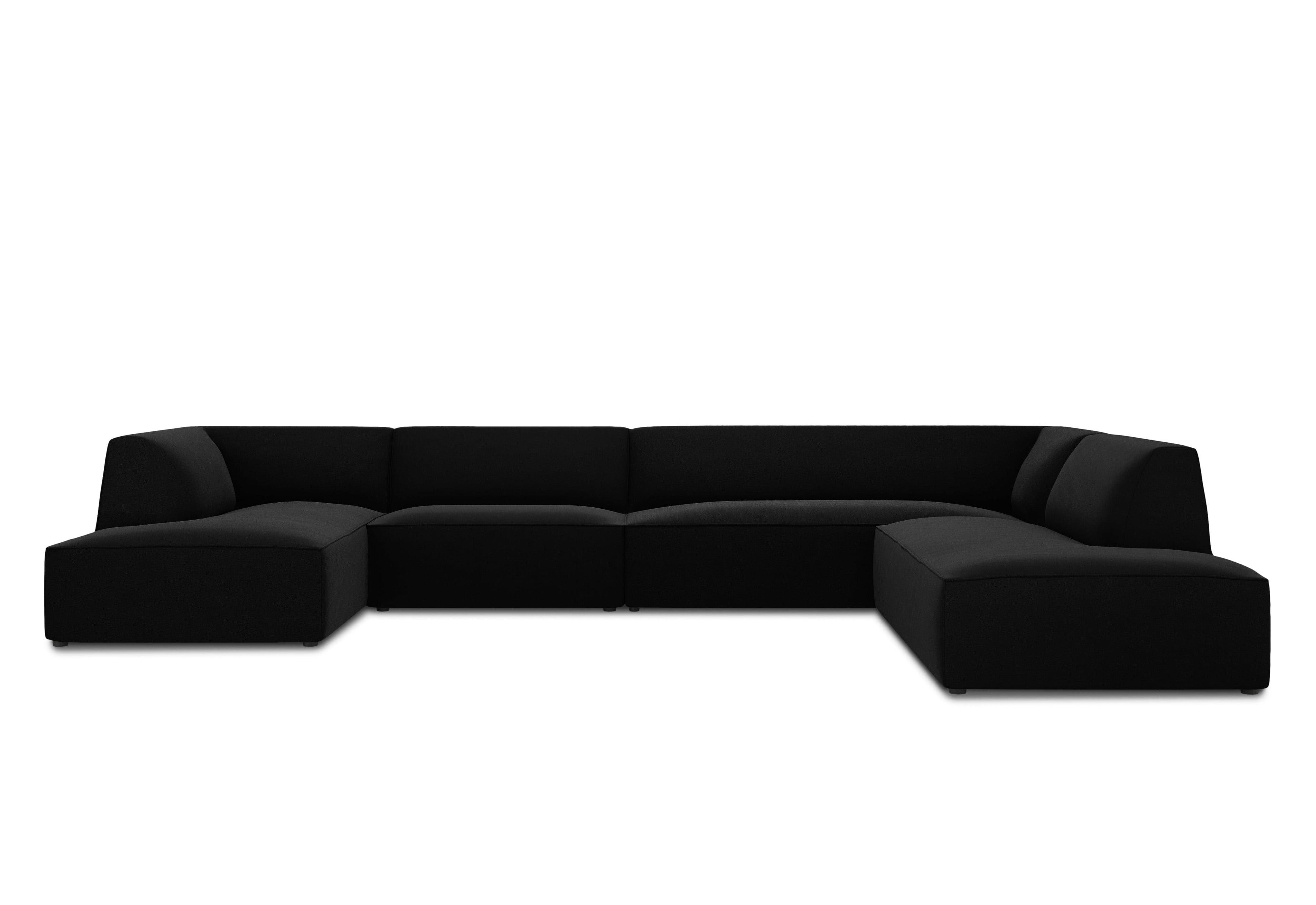 Narożnik w kształcie U aksamitny prawostronny RUBY czarny Micadoni    Eye on Design