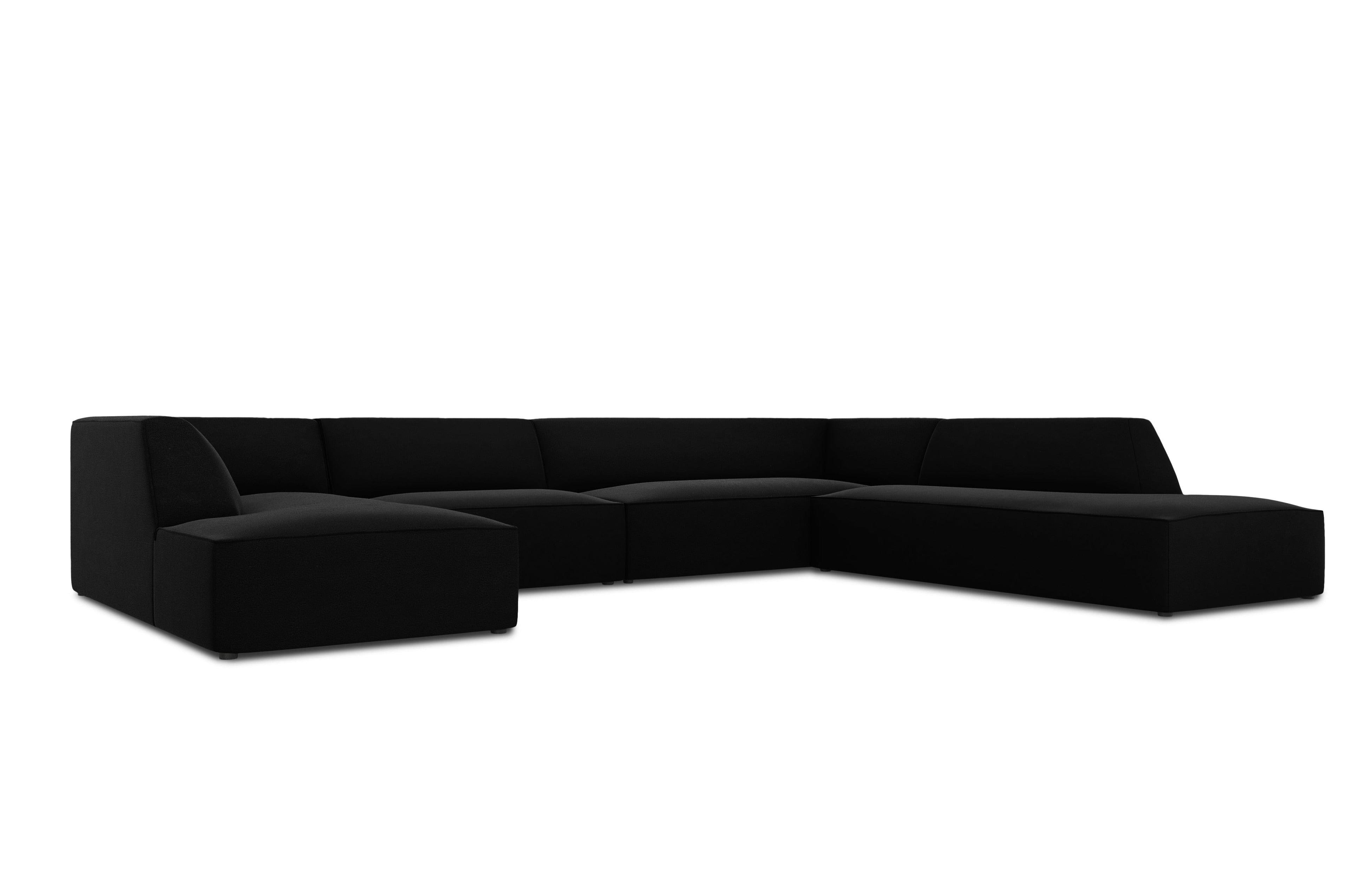 Narożnik w kształcie U aksamitny prawostronny RUBY czarny Micadoni    Eye on Design