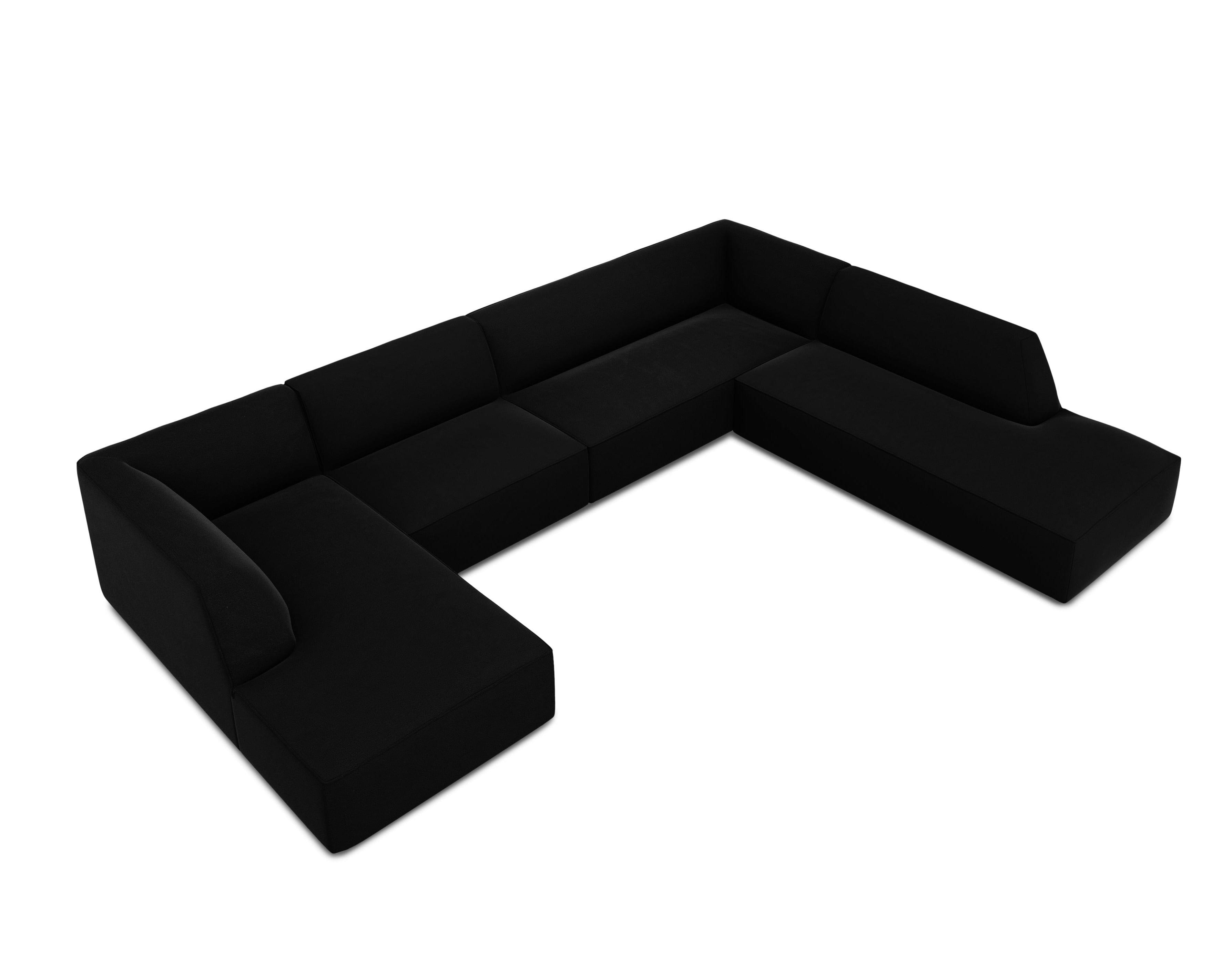 Narożnik w kształcie U aksamitny prawostronny RUBY czarny Micadoni    Eye on Design