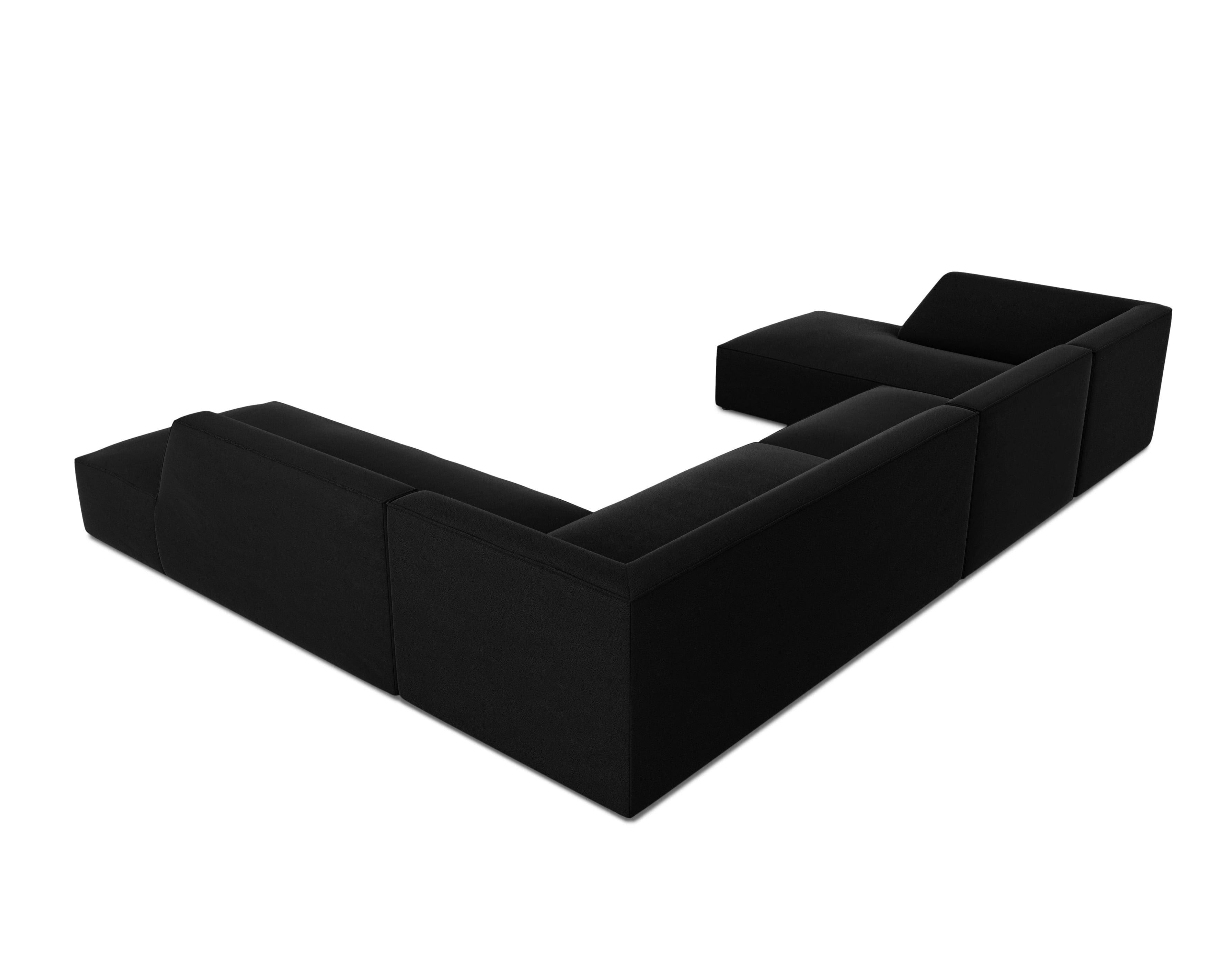 Narożnik w kształcie U aksamitny prawostronny RUBY czarny Micadoni    Eye on Design