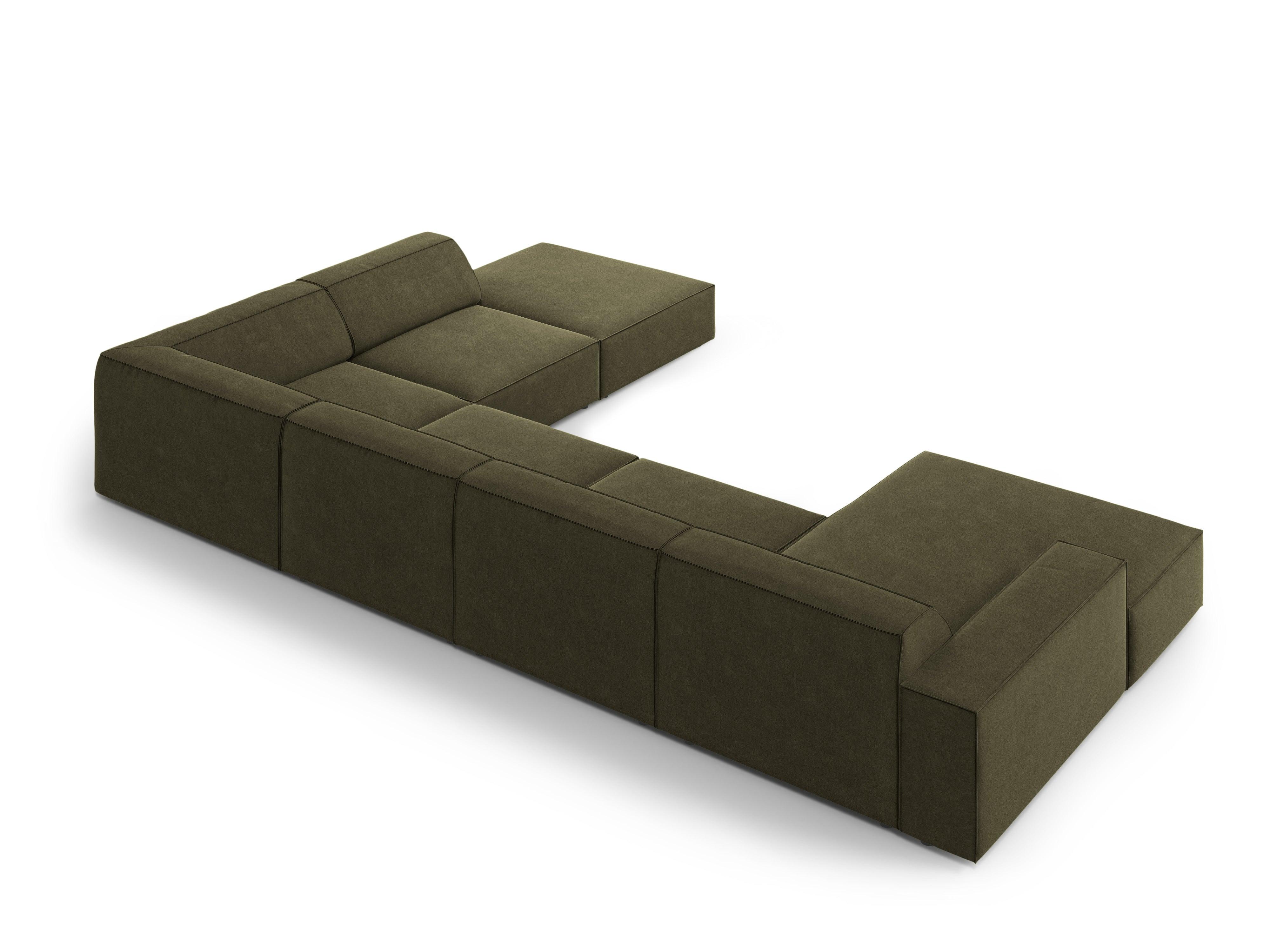 Sofa panoramiczna aksamitna prawostronna JODIE zielony Micadoni    Eye on Design