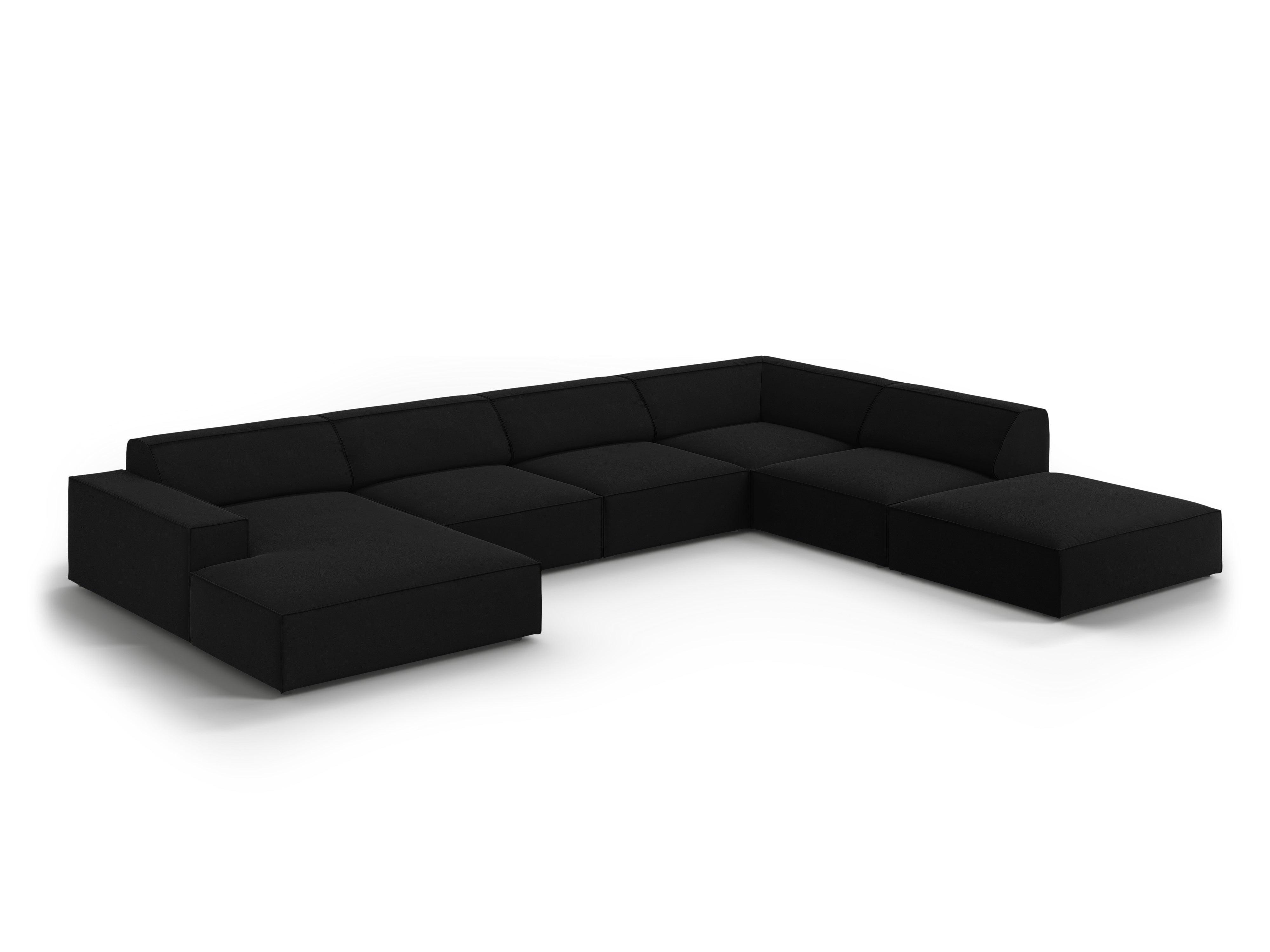 Sofa panoramiczna aksamitna prawostronna JODIE czarny Micadoni    Eye on Design