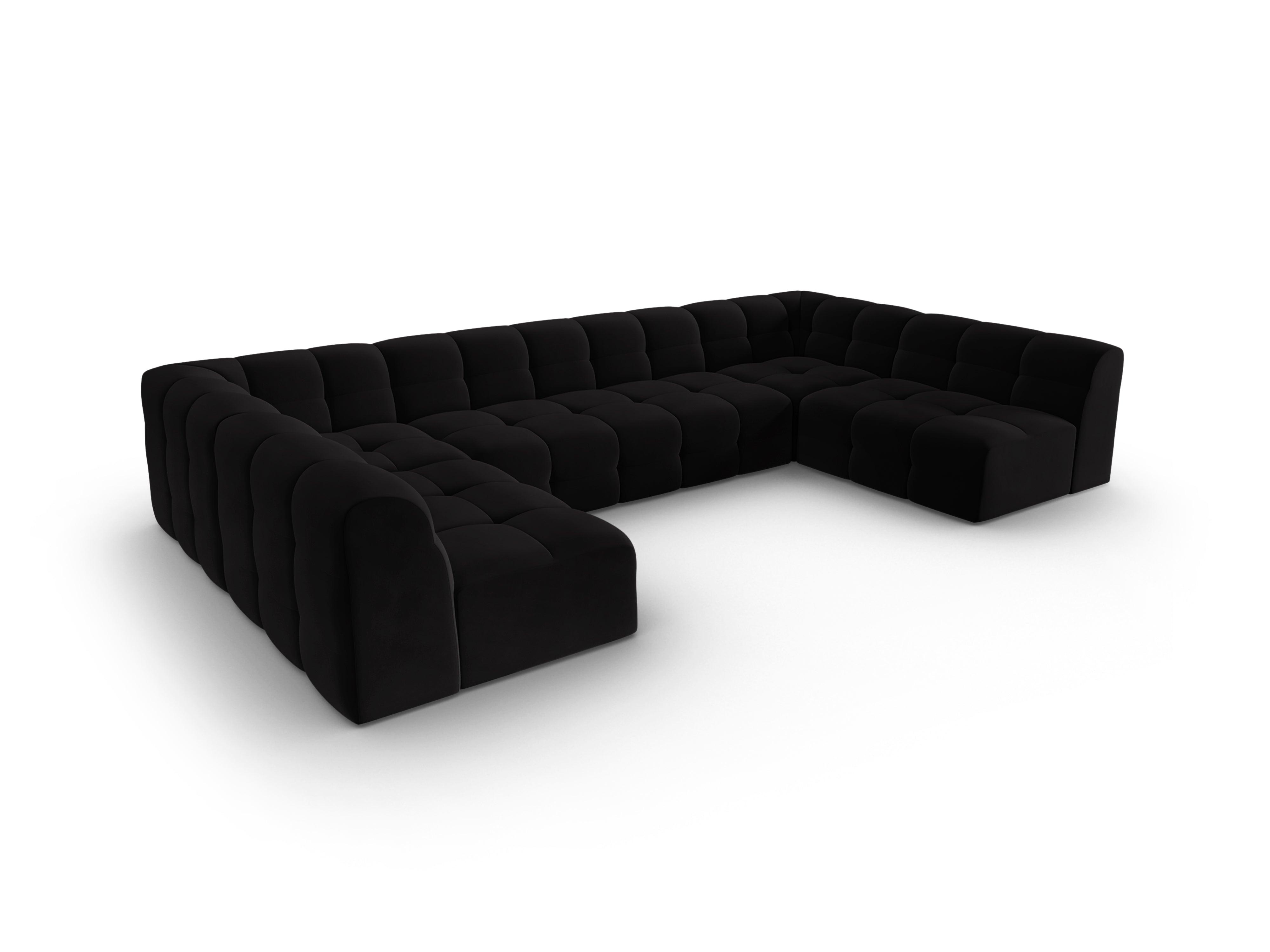 Narożnik aksamitny w kształcie U KENDAL czarny Micadoni    Eye on Design