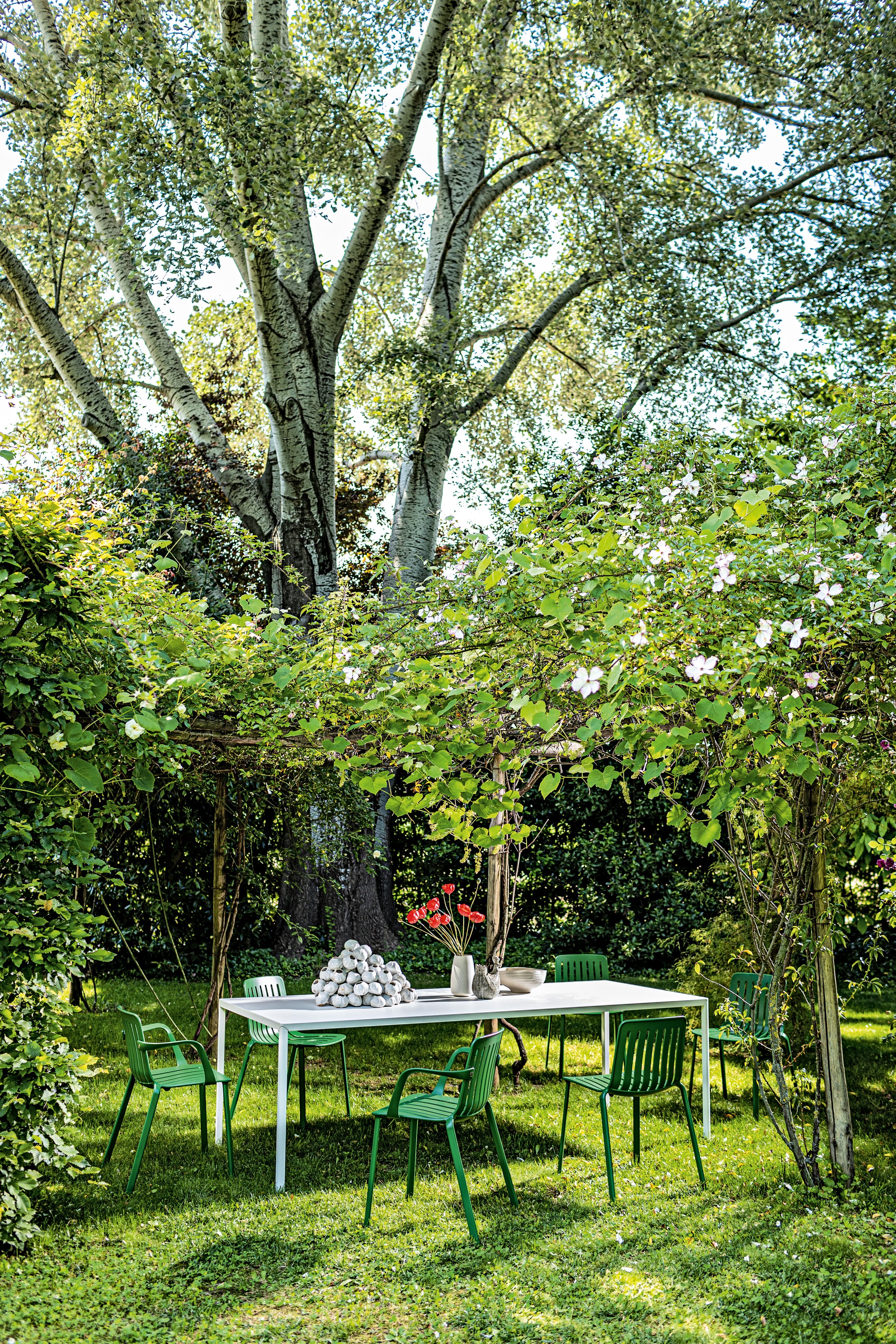 Krzesło zewnętrzne z podłokietnikami PLATO czerwony Magis    Eye on Design