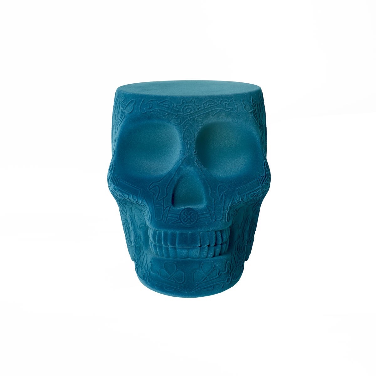 Stołek i stolik boczny MEXICO VELVET niebieski BRAK U PRODUCENTA Qeeboo    Eye on Design