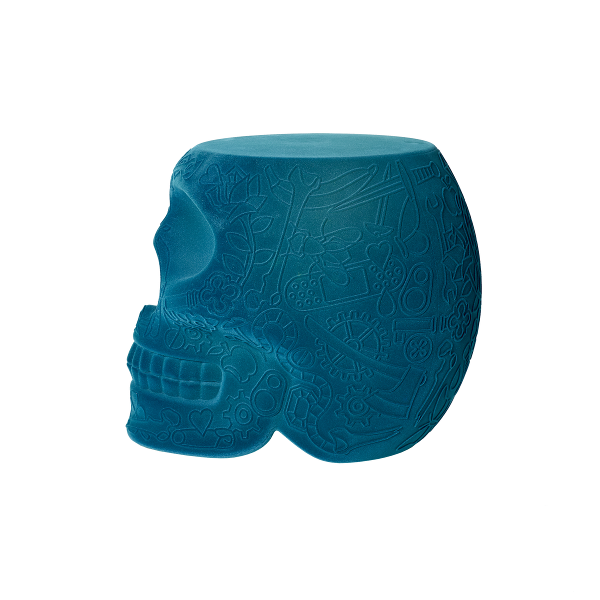 Stołek i stolik boczny MEXICO VELVET niebieski BRAK U PRODUCENTA Qeeboo    Eye on Design