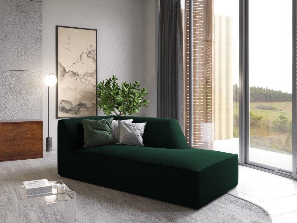 Szezlong aksamitny prawostronny RUBY butelkowa zieleń Micadoni    Eye on Design