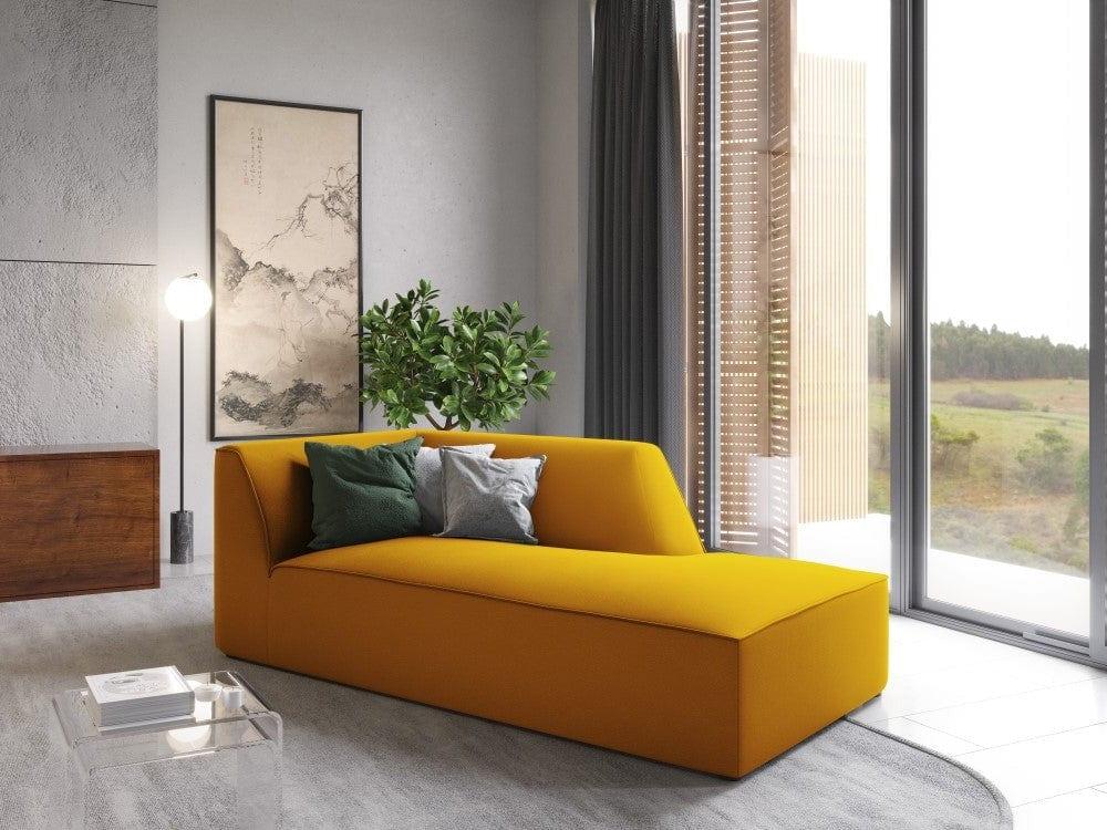 Szezlong aksamitny prawostronny RUBY żółty Micadoni    Eye on Design