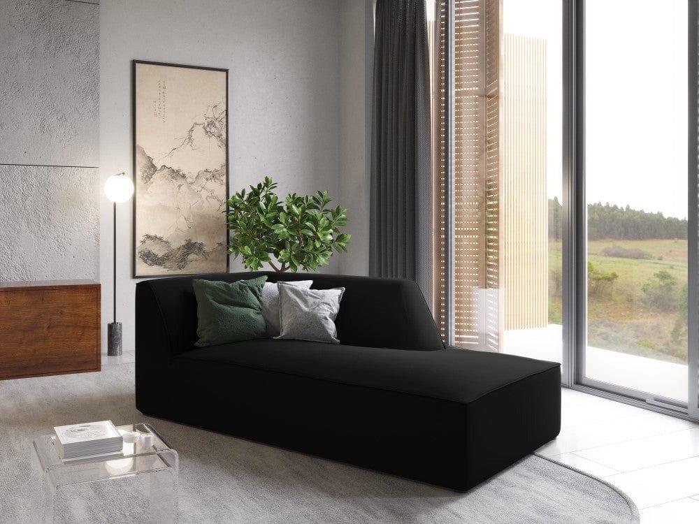 Szezlong aksamitny prawostronny RUBY czarny Micadoni    Eye on Design