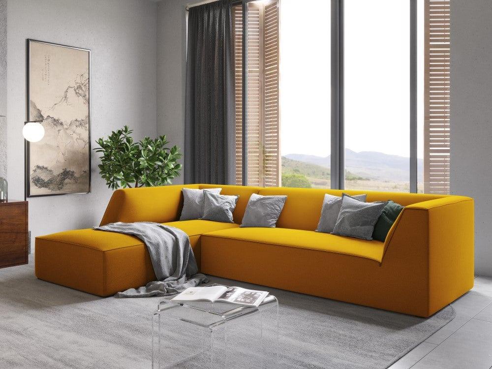 Narożnik aksamitny 4-osobowy lewostronny RUBY żółty Micadoni    Eye on Design