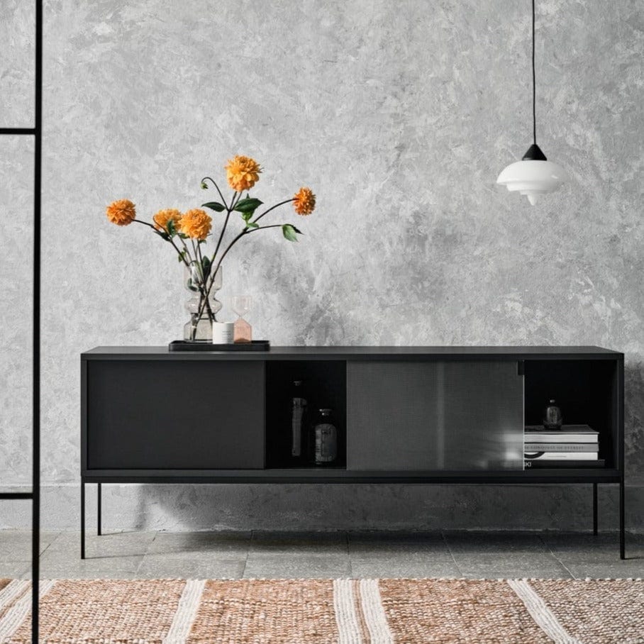 Szafka MET czarny mat – szkło