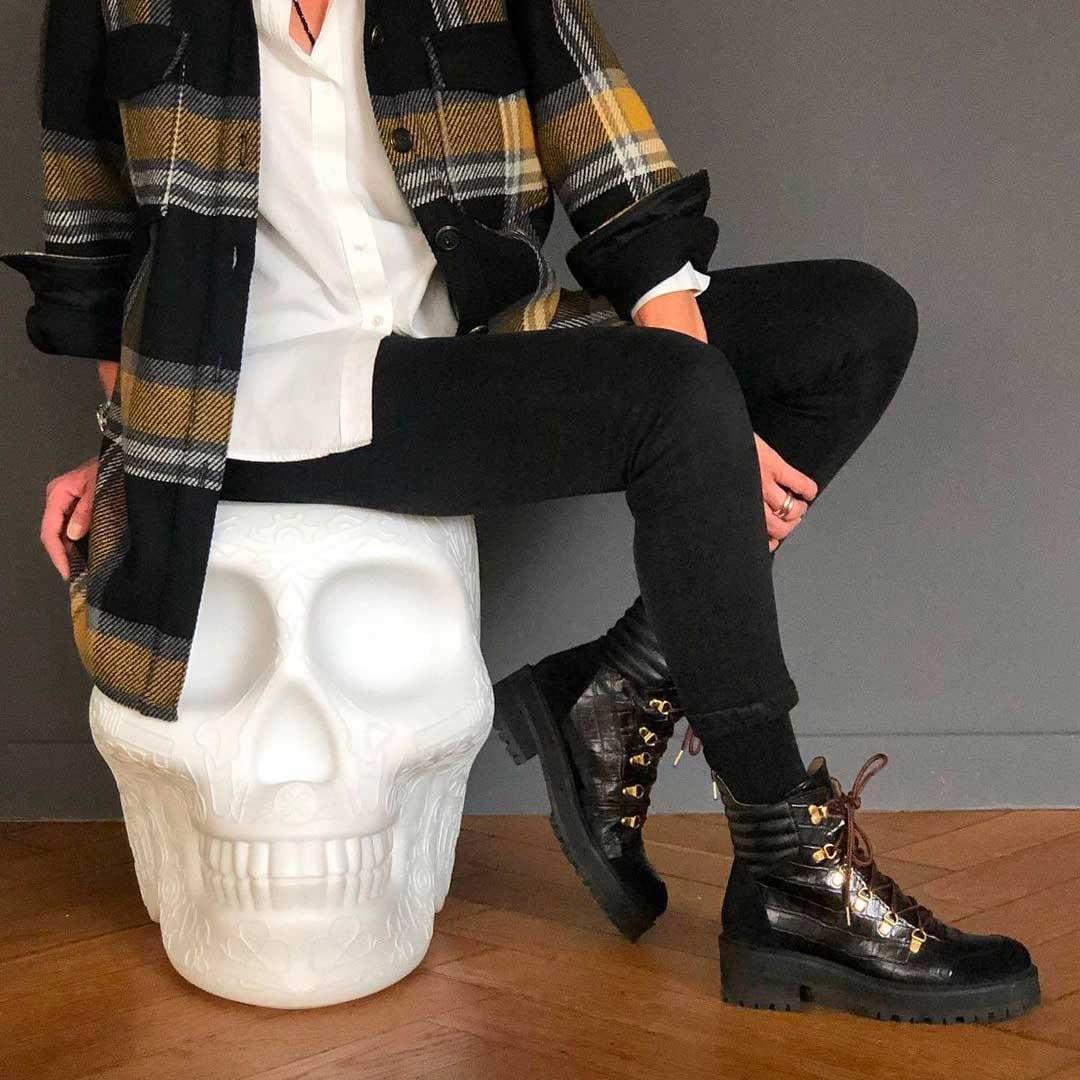 Stołek i stolik boczny MEXICO kremowy biały Qeeboo    Eye on Design