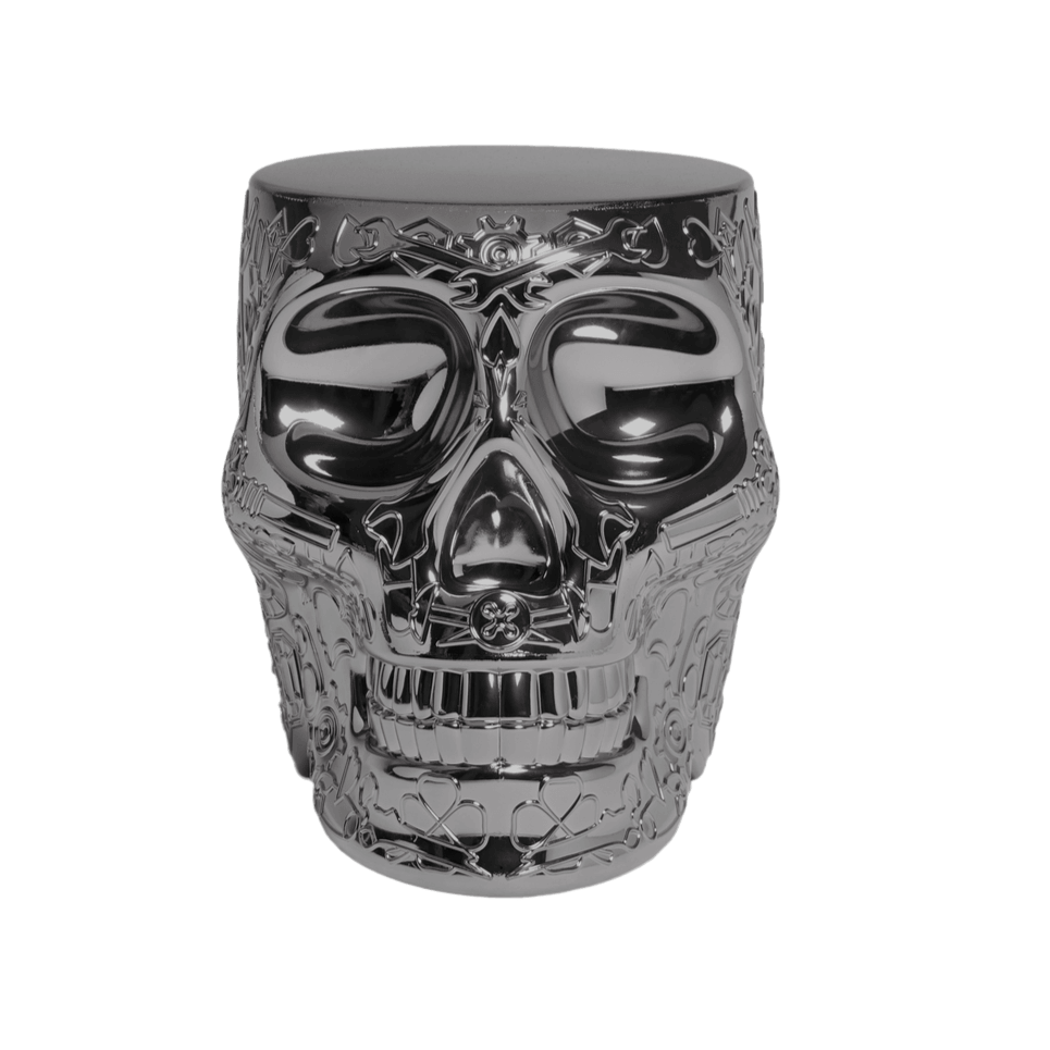 Stołek i stolik boczny MEXICO METALLIC tytanowy Qeeboo    Eye on Design